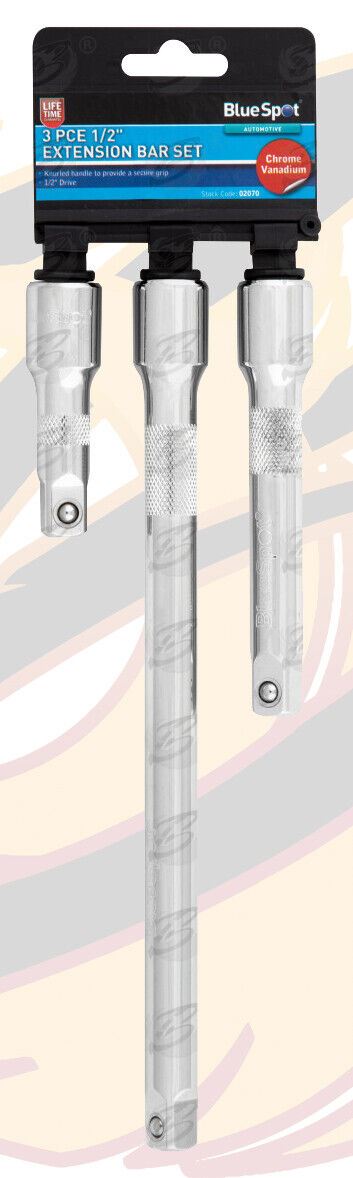 BLUESPOT 3PCS 1/2" DRIVE EXTRA LONG EXTENSION BARS 75MM - 250MM