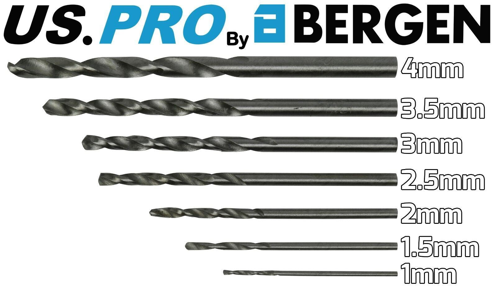 US Pro 25 Piece HSS Metal Drill Bits 1mm - 13mm 2697