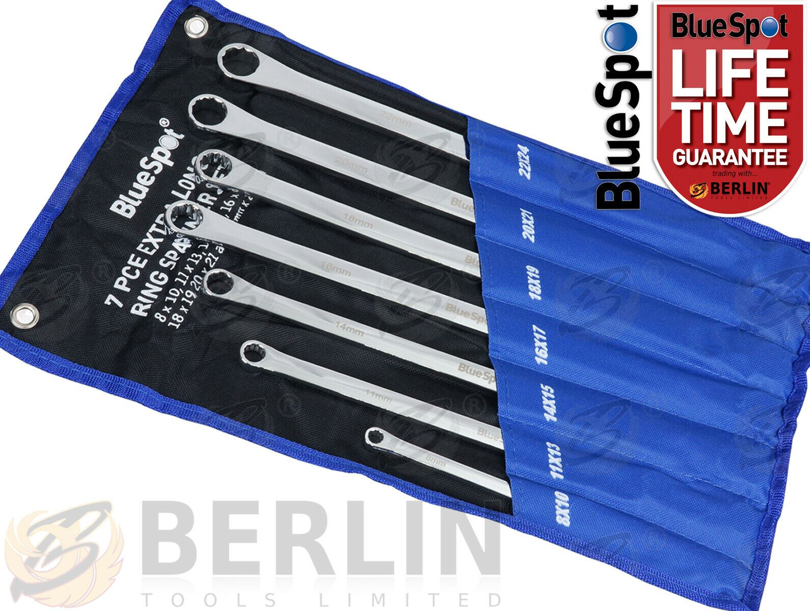 BLUESPOT 7PCS EXTRA LONG AVIATIONS SPANNERS 8MM - 24MM
