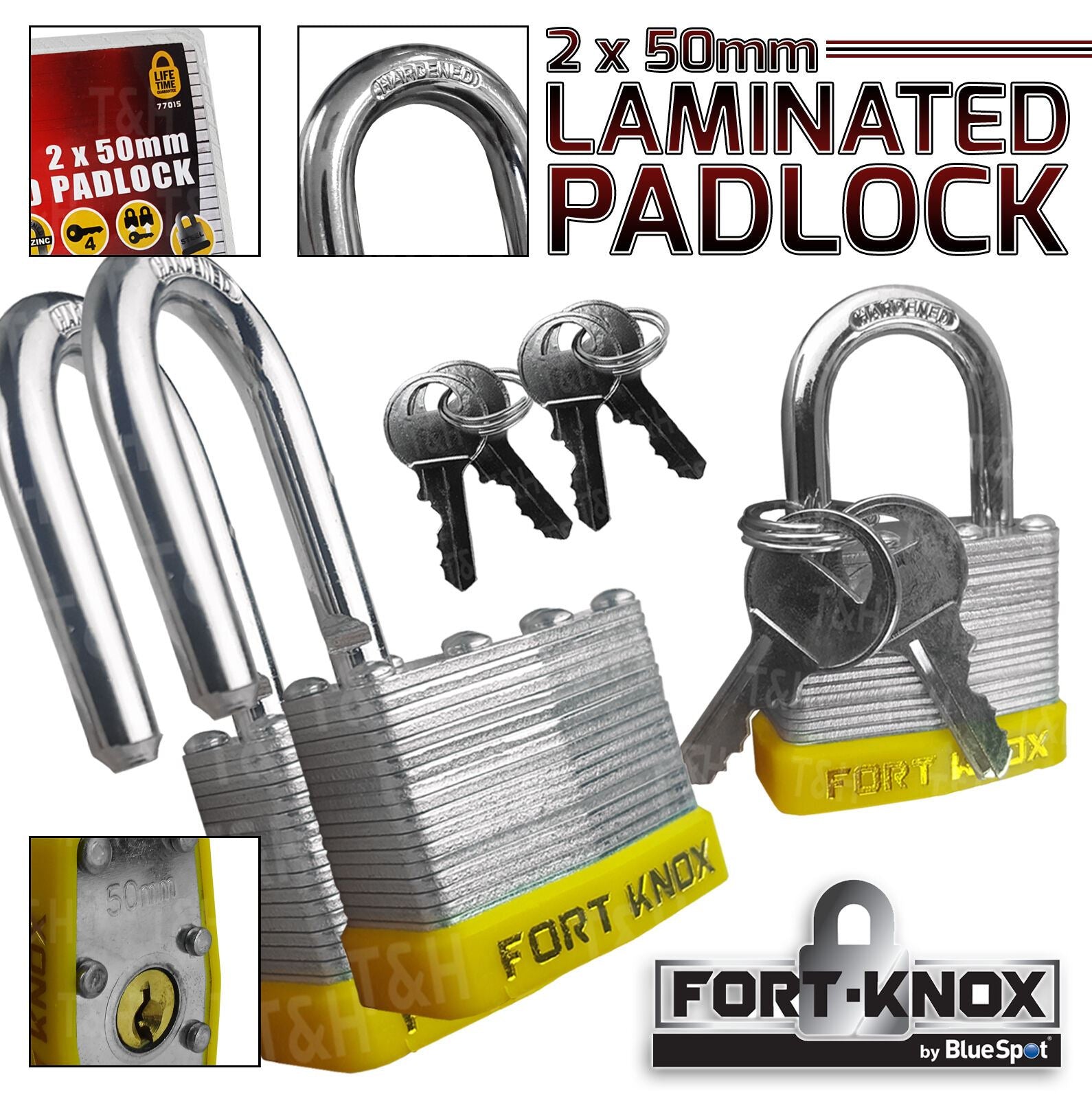 BLUESPOT 2 x 50MM LAMINATED PADLOCKS