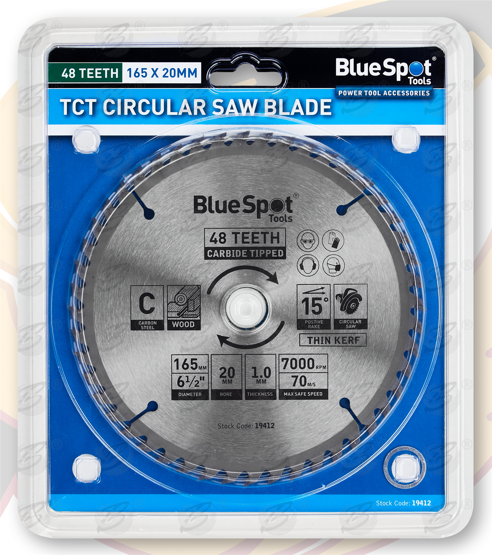 BlueSpot Circular Saw Blade 165mm x 20mm x 48T ( Tct Blades ) ( 19412 )