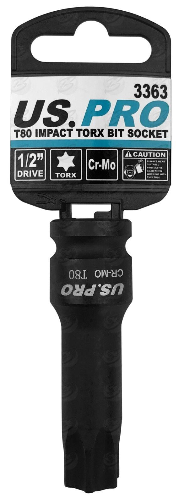US Pro T80 1/2" Drive 78mm Long Impact Torx Bit Socket ( Single ) 3363