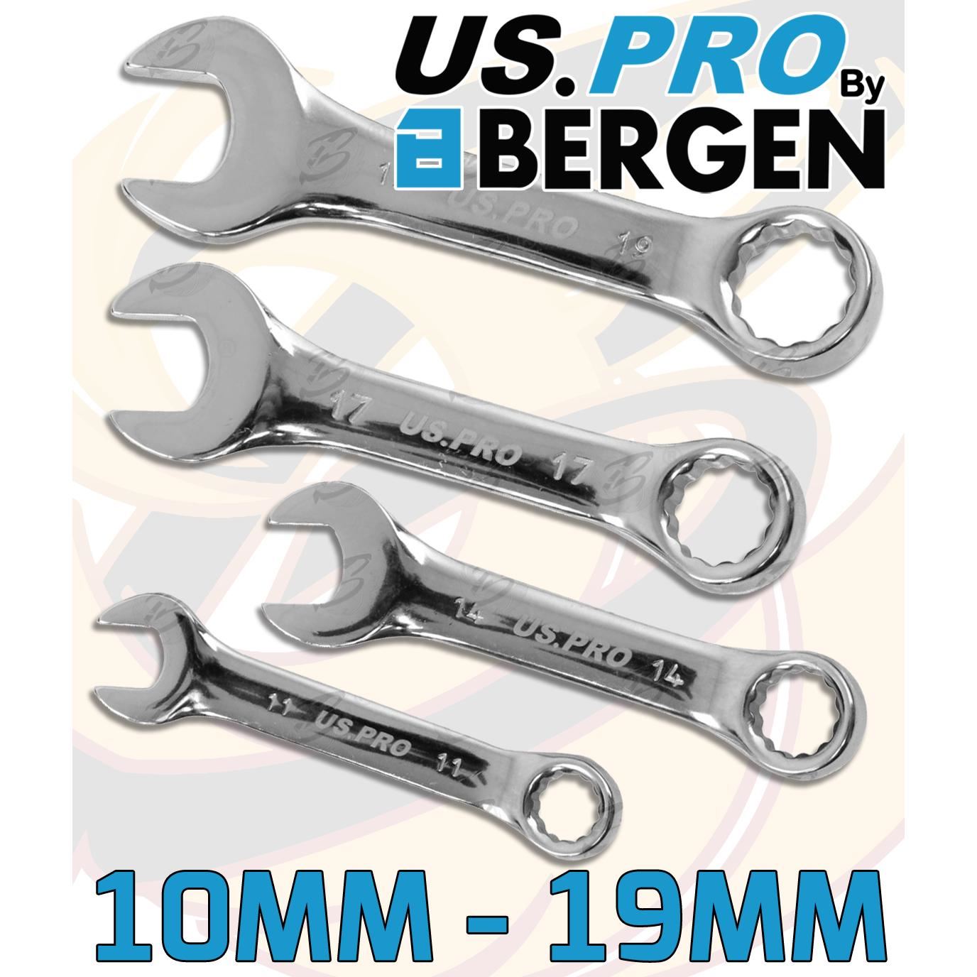 US PRO 22PCS SPANNERS & STUBBY COMBINATION SPANNER SET 8MM - 19MM