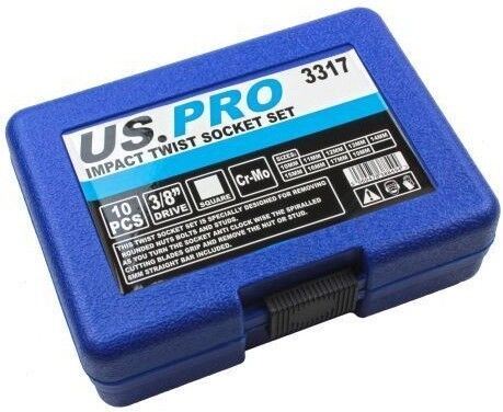 US PRO 10PCS 3/8" DRIVE IMPACT TWIST SOCKETS 10MM - 19MM