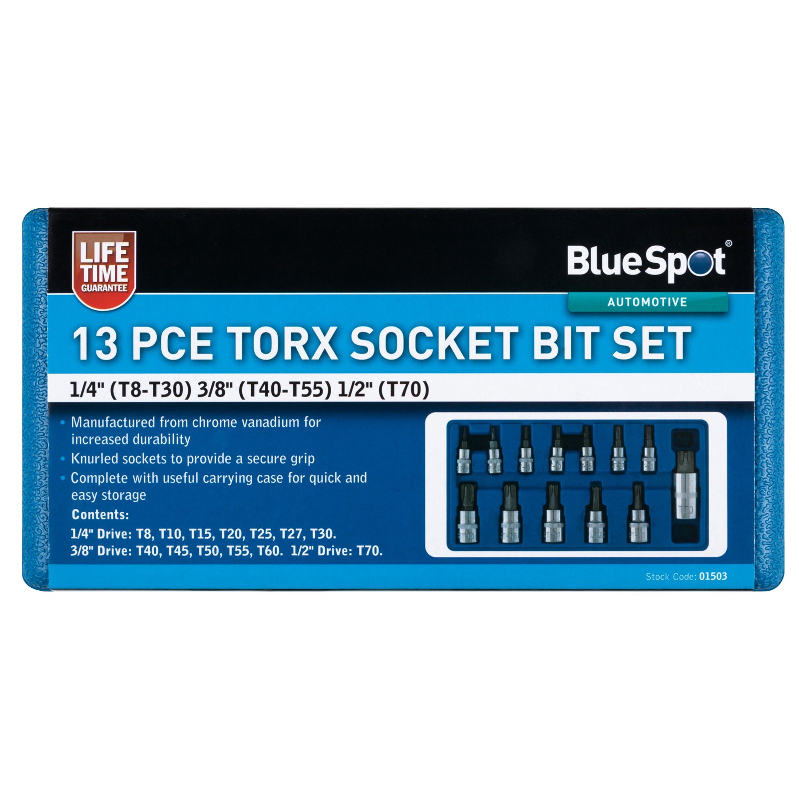 BlueSpot 13 Piece Torx Bit Socket Set T8-T60 ( 01503 )