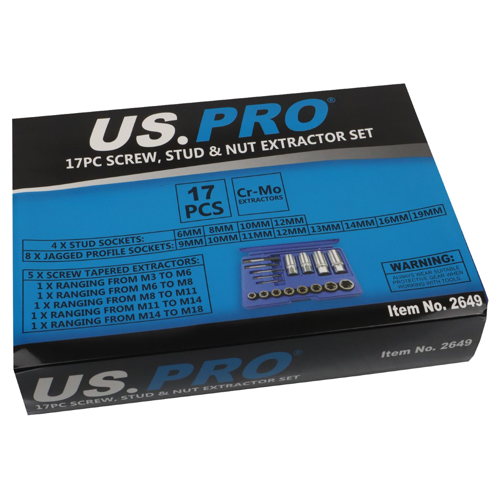 US Pro 17 Piece Screw - Stud & Nut Extractor Set 2649