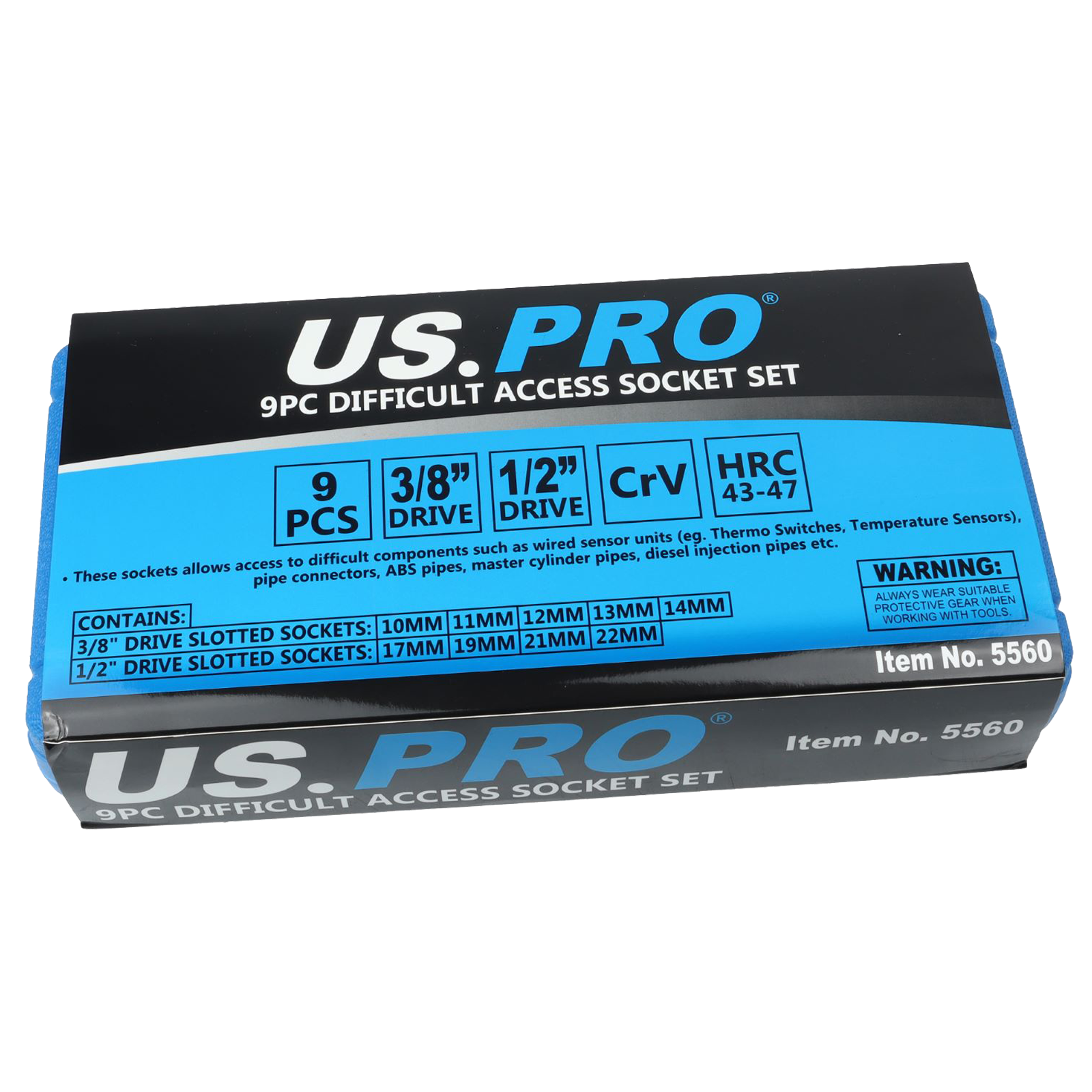 US Pro 9 Piece 3/8" & 1/2" Drive Difficult Access Socket Set ( 10mm - 22mm ) 5560