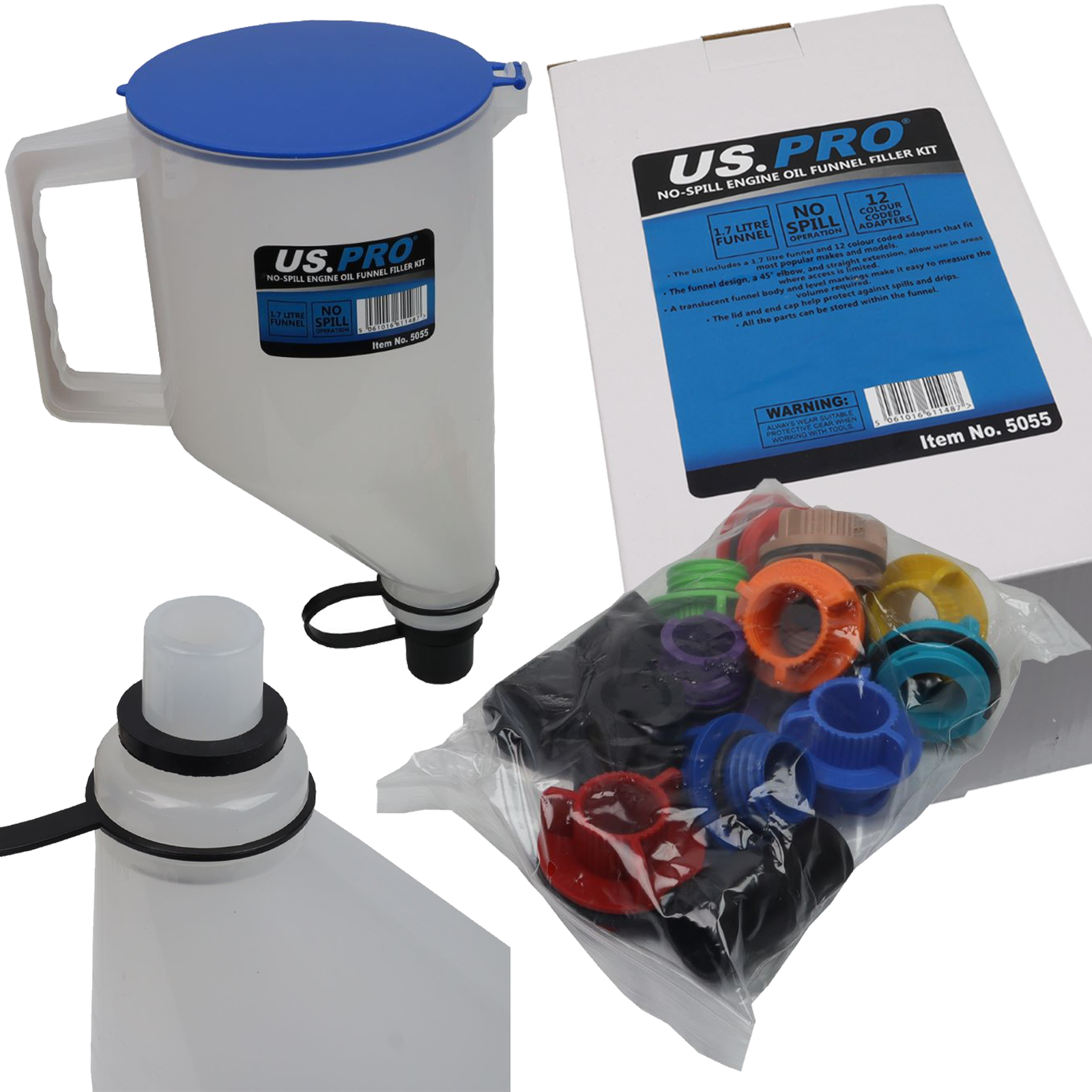 US Pro No-Spill Engine Oil Funnel Filler Kit 5055