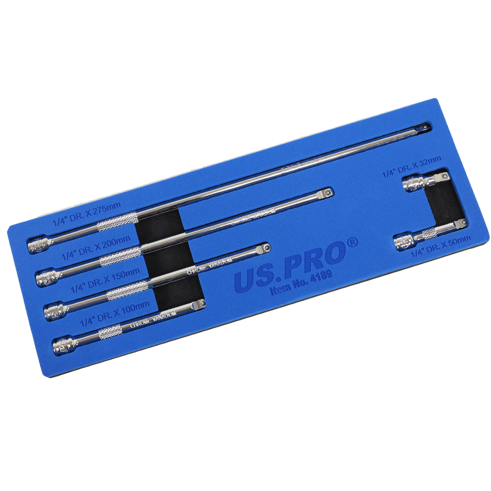 US Pro 6 Piece 1/4" Drive Wobble Extension Bars 32mm - 250mm 4189