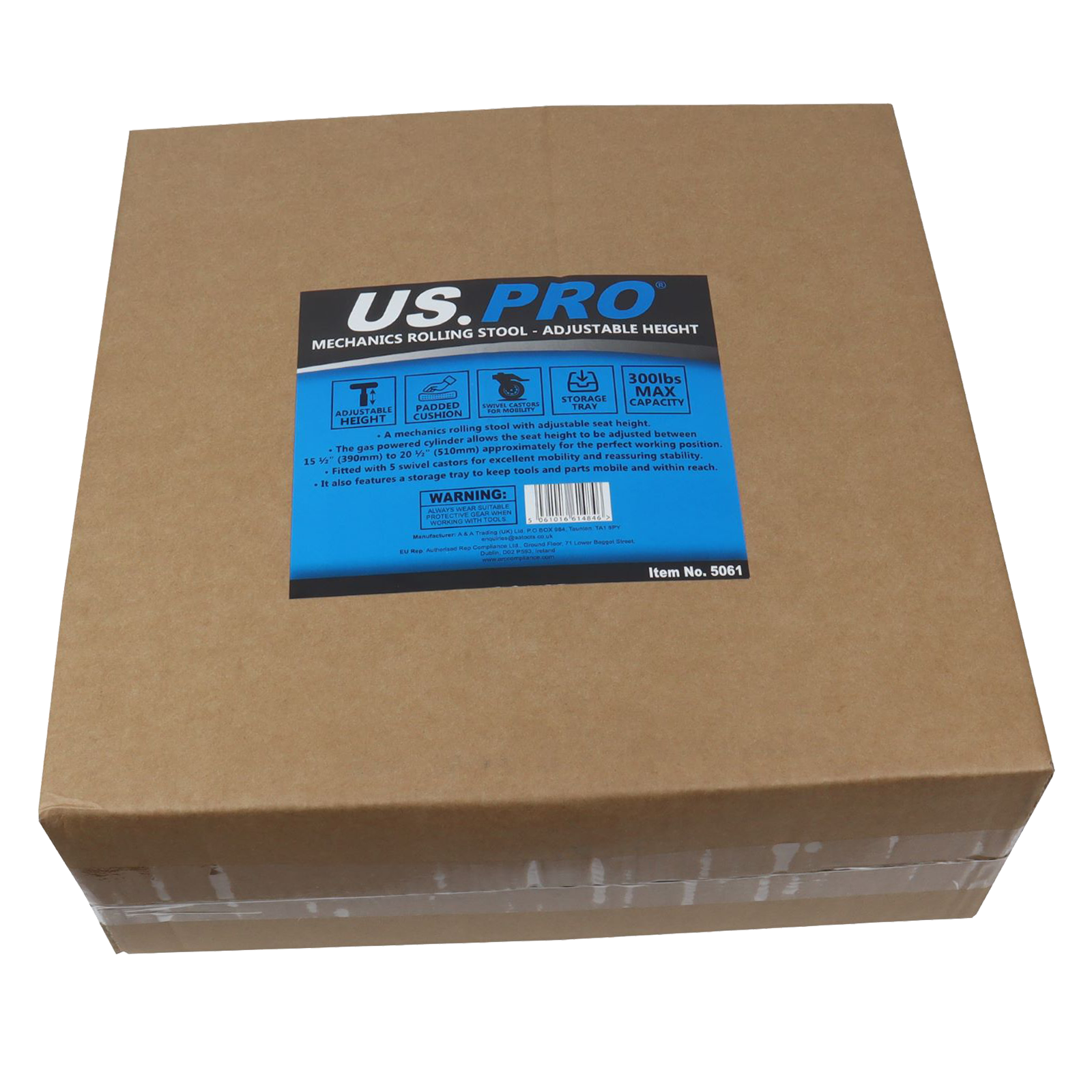 US Pro Mechanics Rolling Stool - Adjustable Height 5061