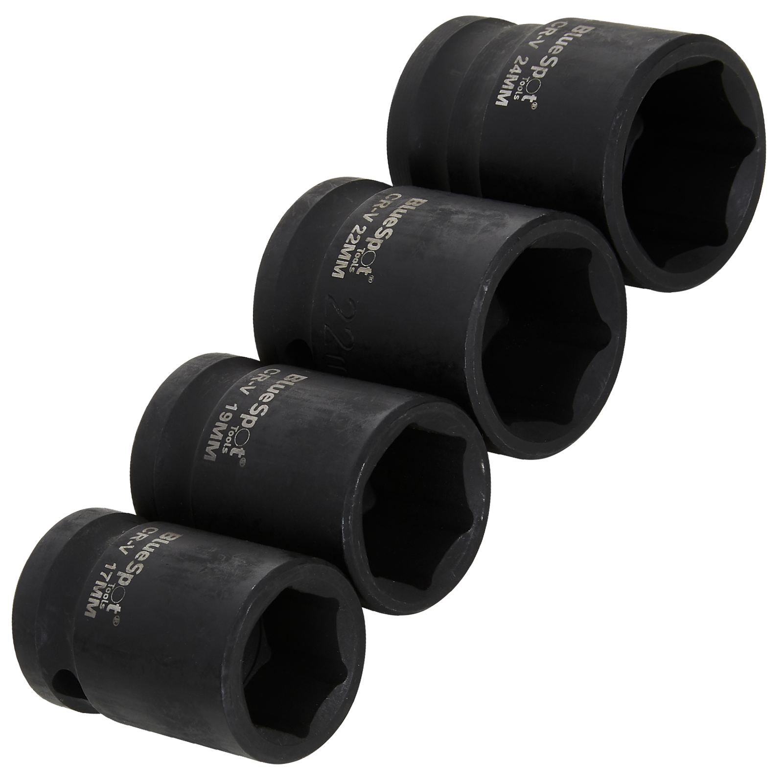 BLUESPOT 4 PCE 1/2" METRIC SHALLOW IMPACT SOCKETS (17-24MM)