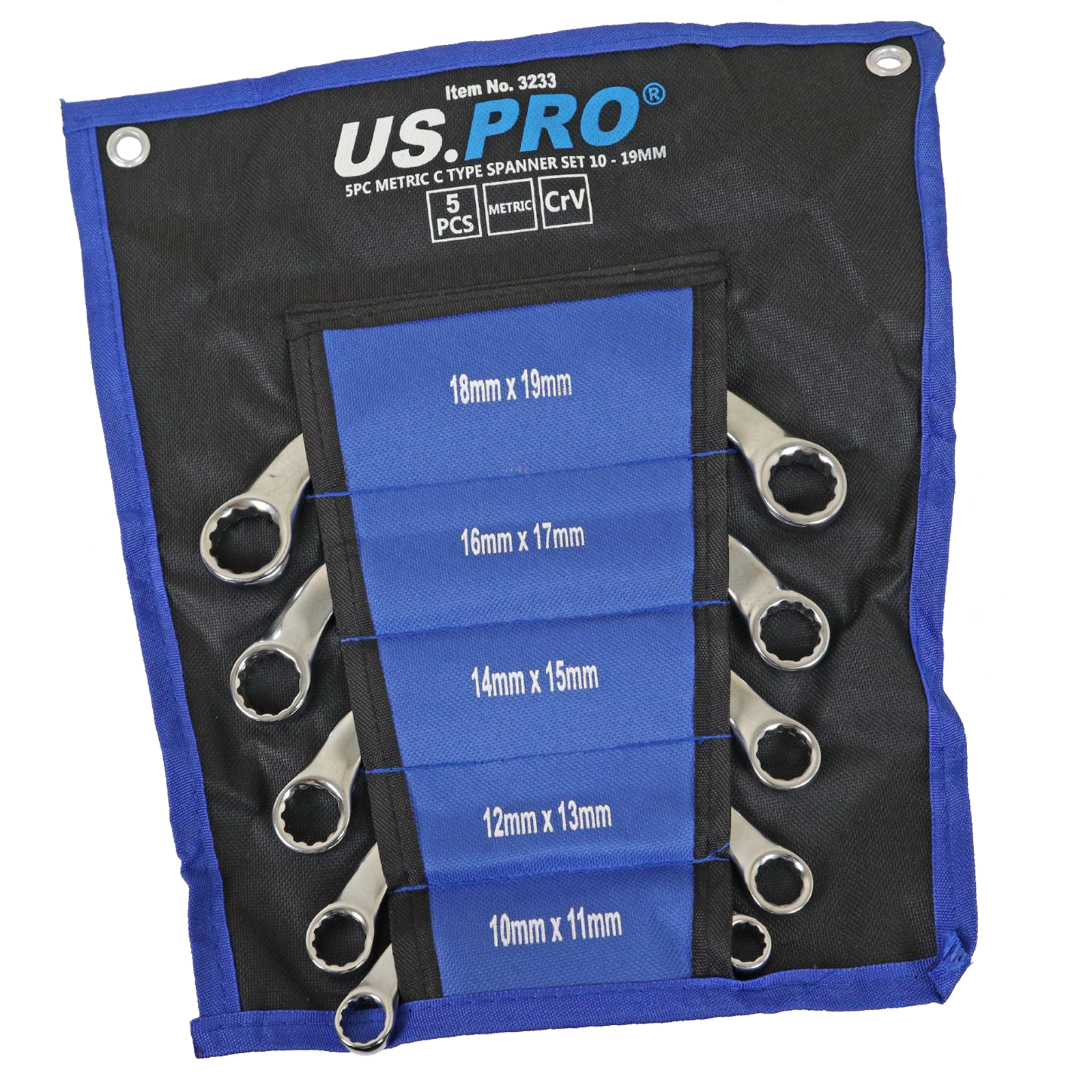 US Pro 5 Piece Metric C Type Spanner Set 10 - 19mm 3233
