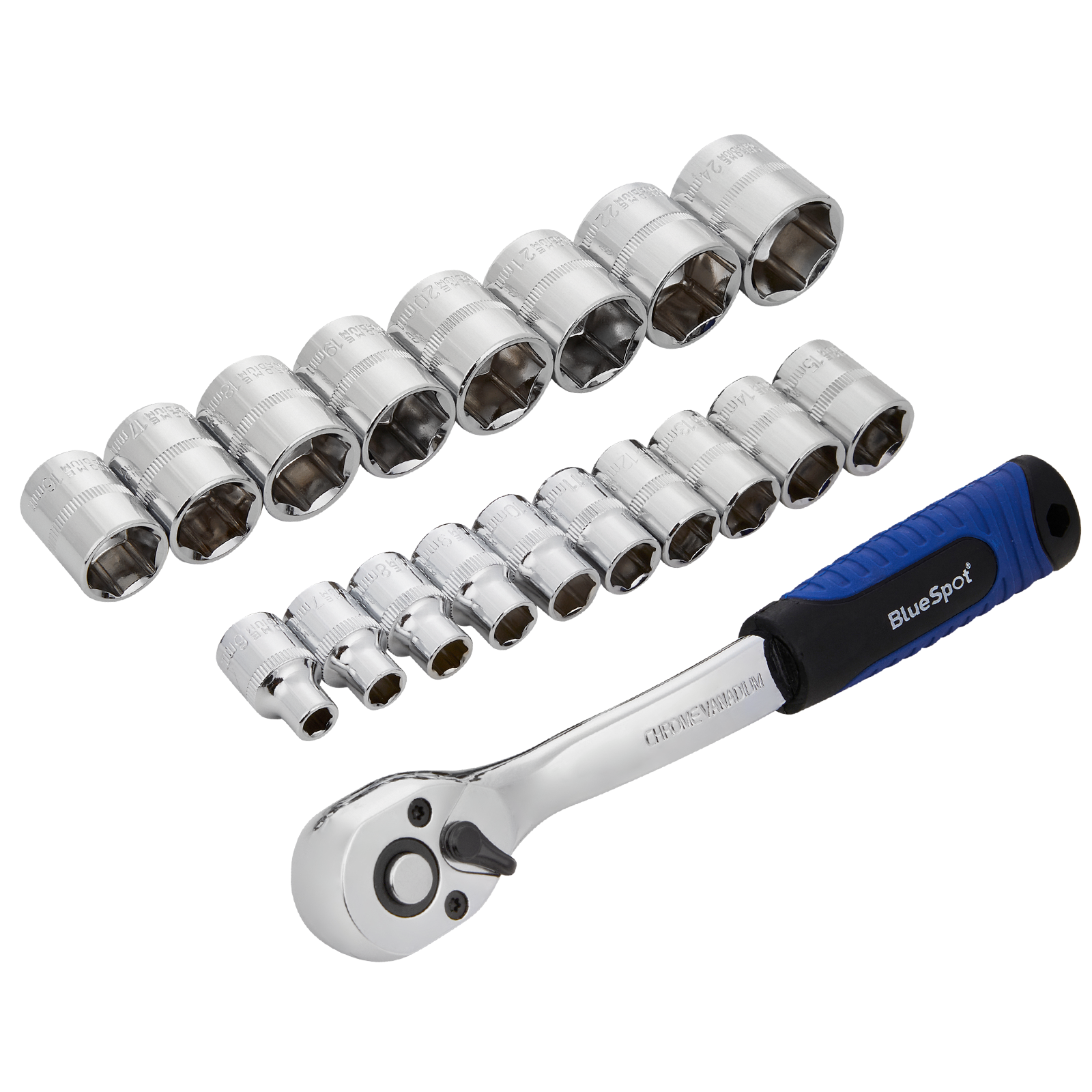 BlueSpot 19 Piece 3/8" Drive Metric Socket Set (6-24mm) ( 01497 )