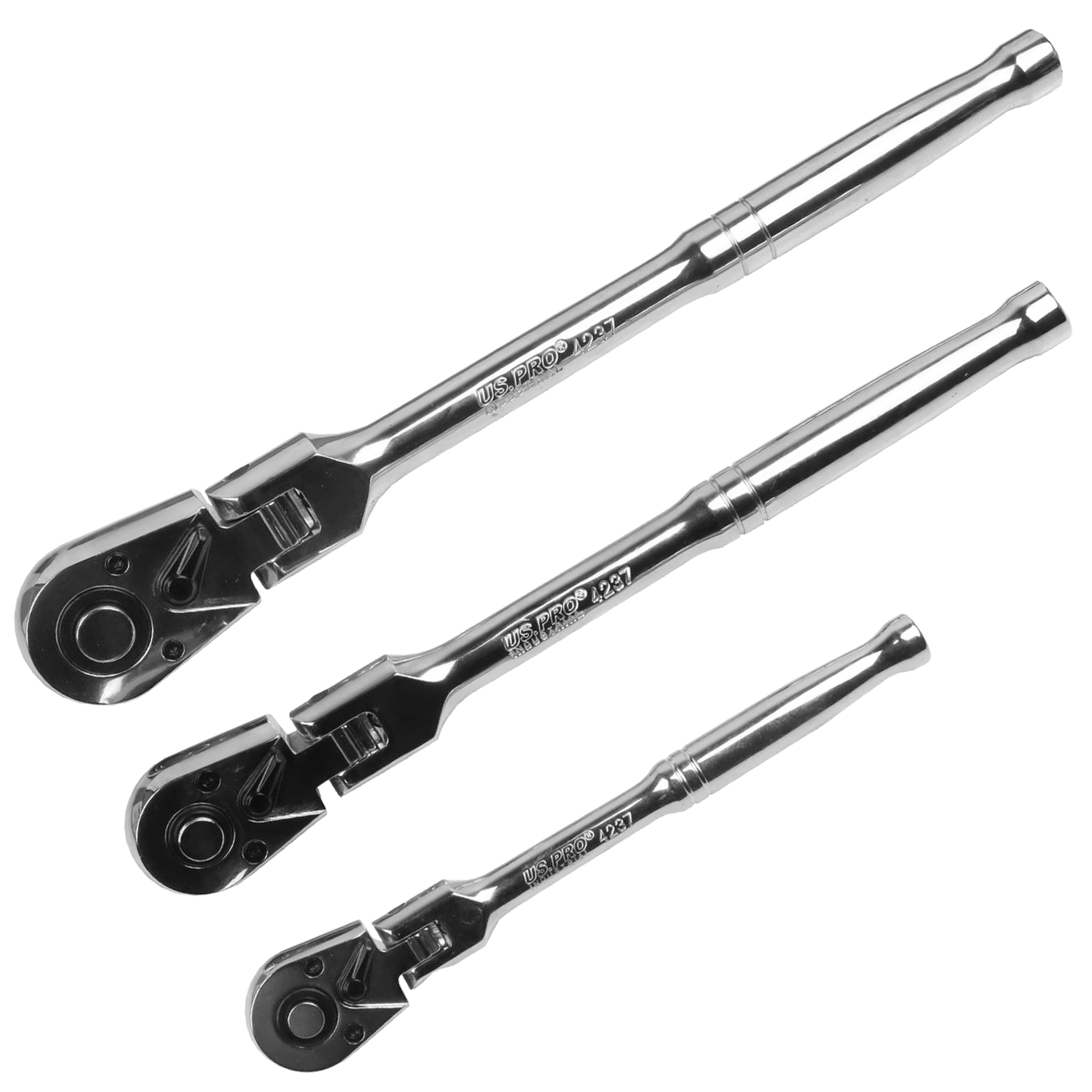 US PRO 3PC FLEXI HEAD RATCHET SET 1/4" - 3/8" - 1/2" DRIVES