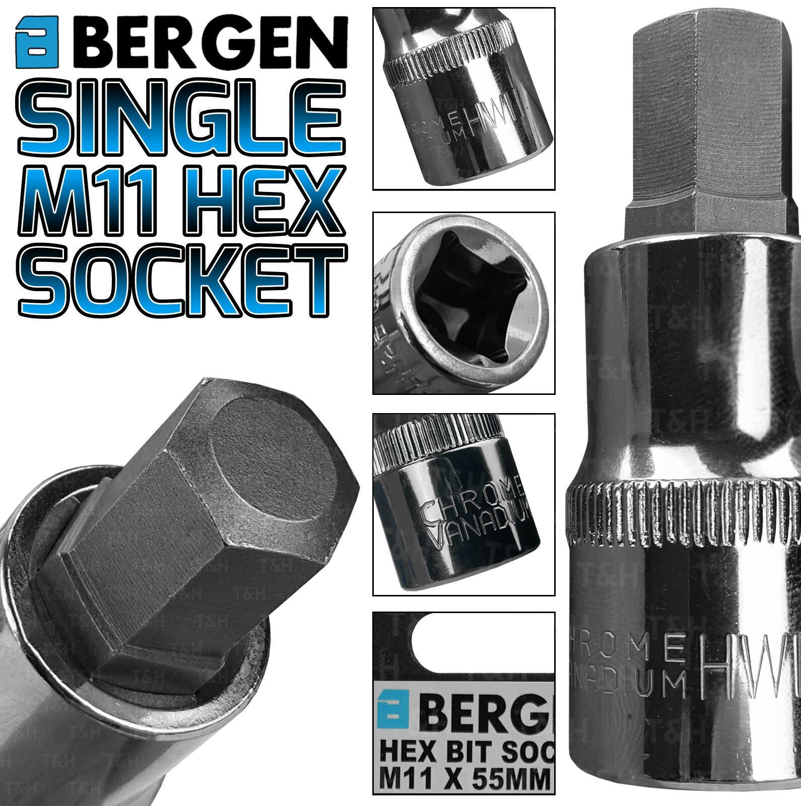 US PRO H11 1/2" DRIVE 55MM LONG HEX BIT SOCKET ( SINGLE )