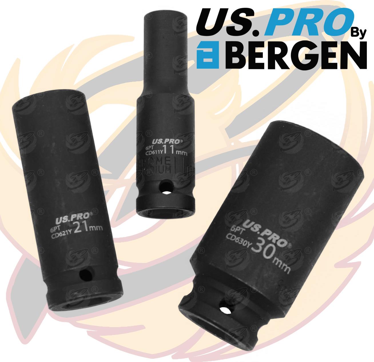 US PRO 16PCS 1/2" DRIVE 6 POINT DEEP IMPACT SOCKETS 10MM - 32MM