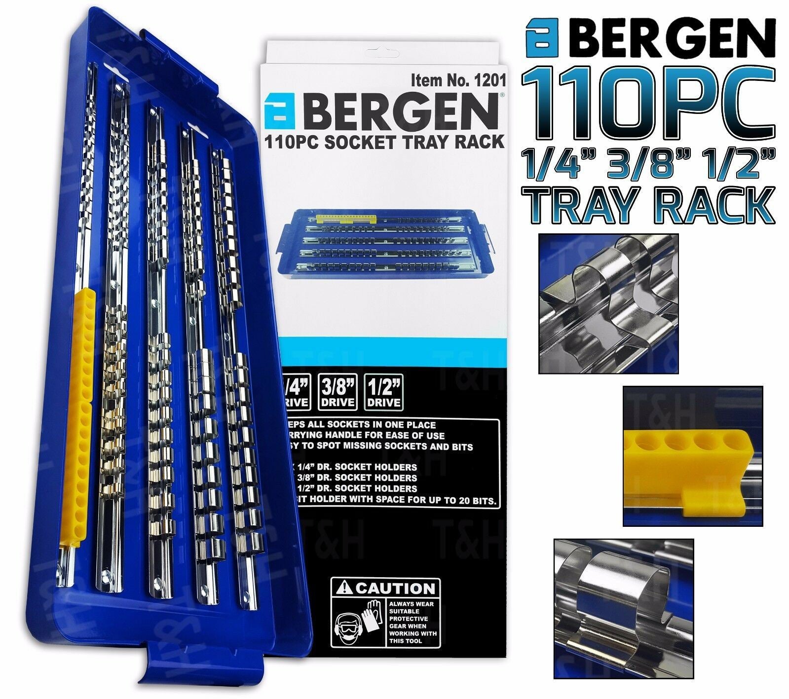 US PRO 110 CLIP & BIT 1/4" & 3/8" & 1/2" DRIVE SOCKET RAILS