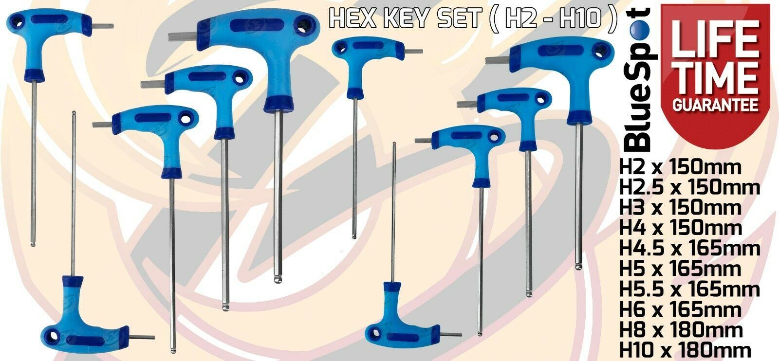 BLUESPOT 20PCS T - HANDLE TORX & HEX KEY SET ( H2 - H10 ) ( T9 - T50 )