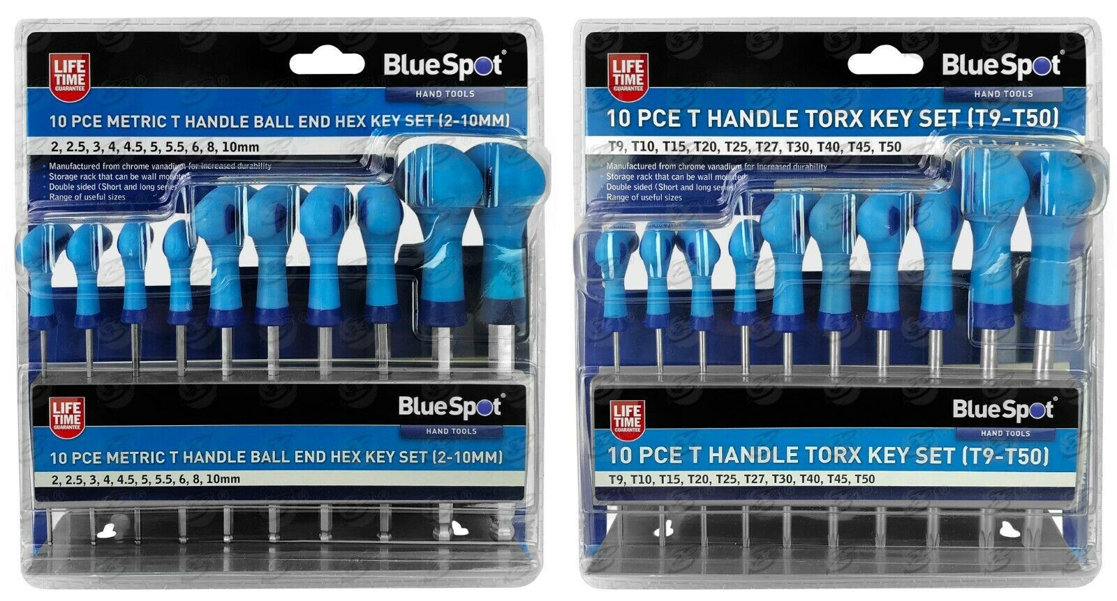 BLUESPOT 20PCS T - HANDLE TORX & HEX KEY SET ( H2 - H10 ) ( T9 - T50 )