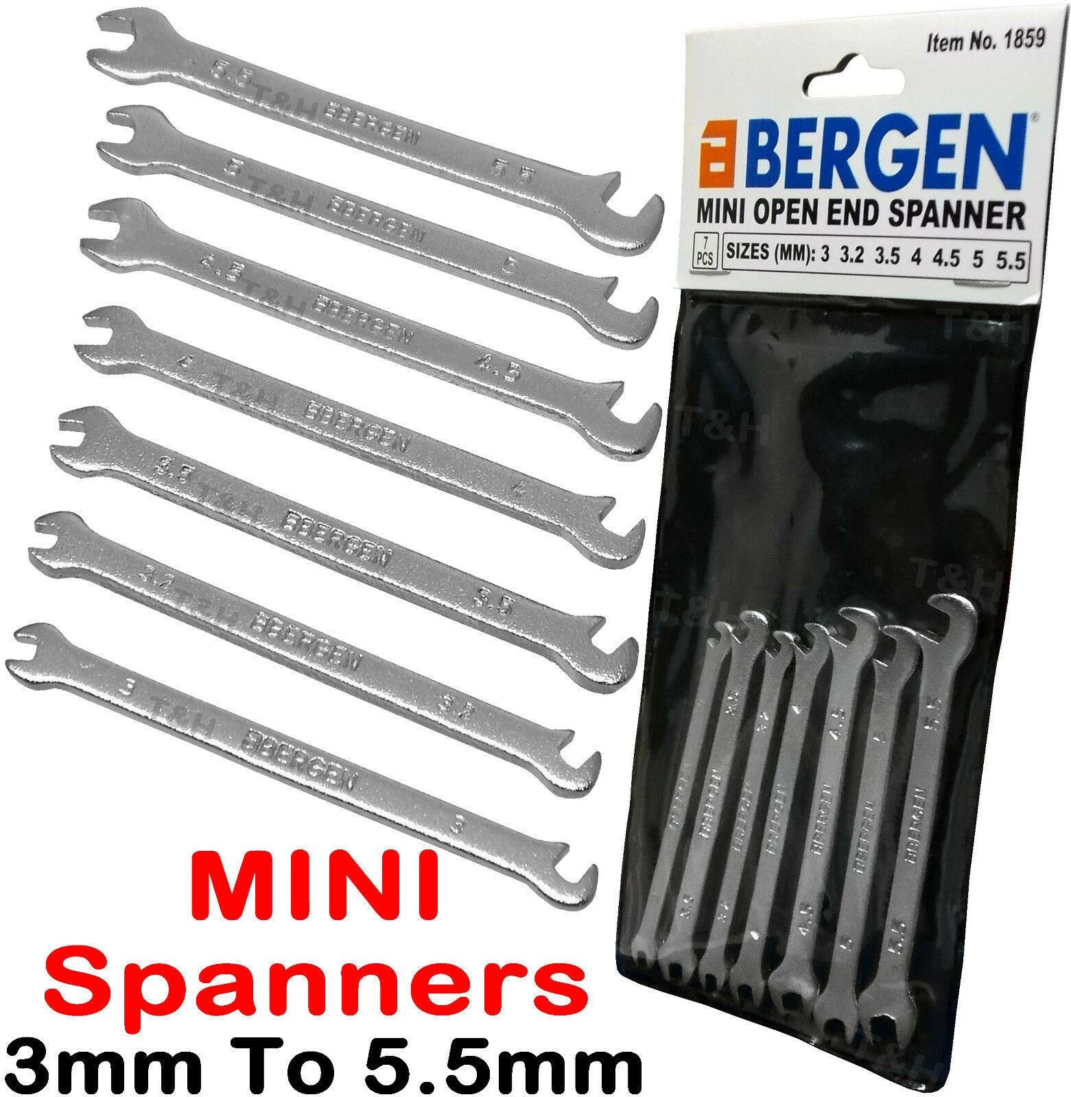 US PRO 7PCS MINI OPEN END SPANNERS 3MM - 5.5MM