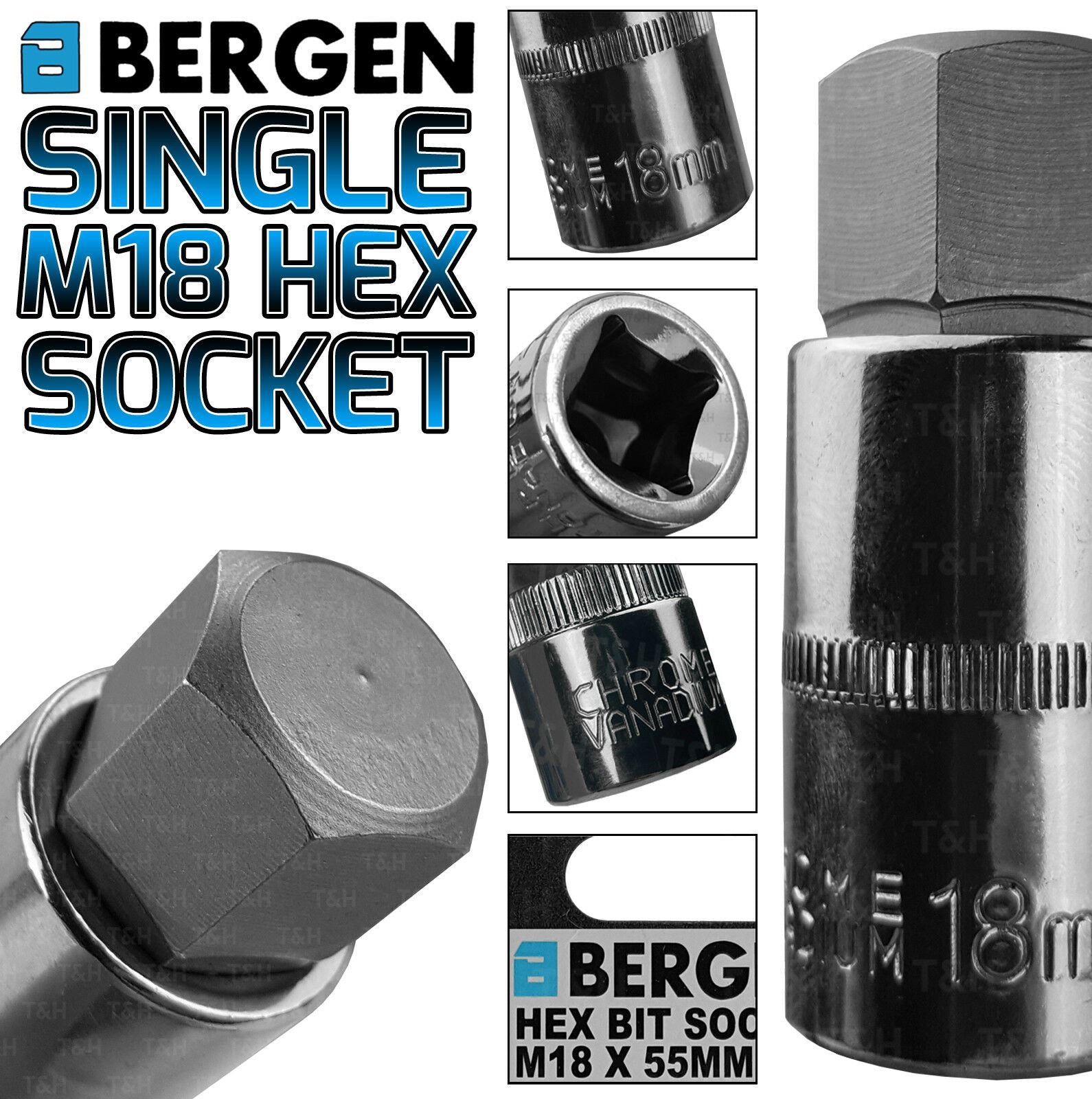 US PRO H18 1/2" DRIVE 55MM LONG HEX BIT SOCKET ( SINGLE )