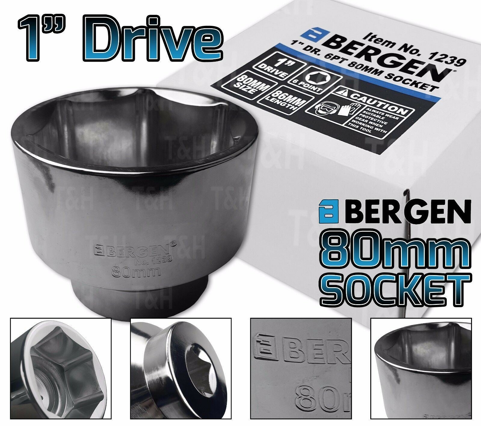 BERGEN 80MM 1" DRIVE 6 POINT SOCKET ( SINGLE )