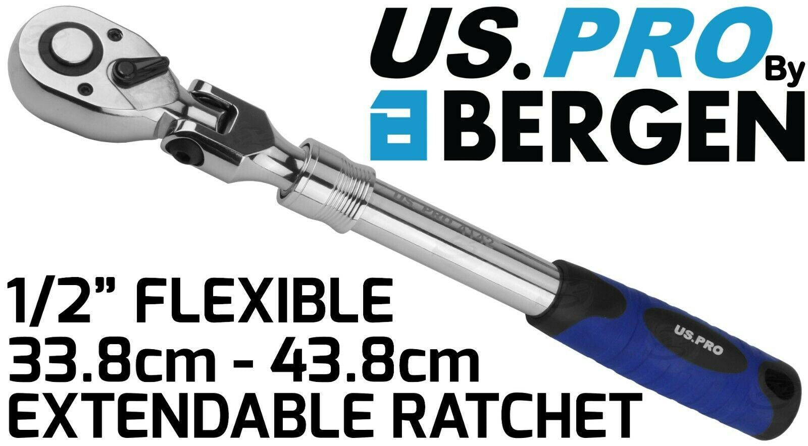 US PRO 1/2" DRIVE 72 TOOTH FLEXI HEAD EXTENDABLE RATCHET HANDLE