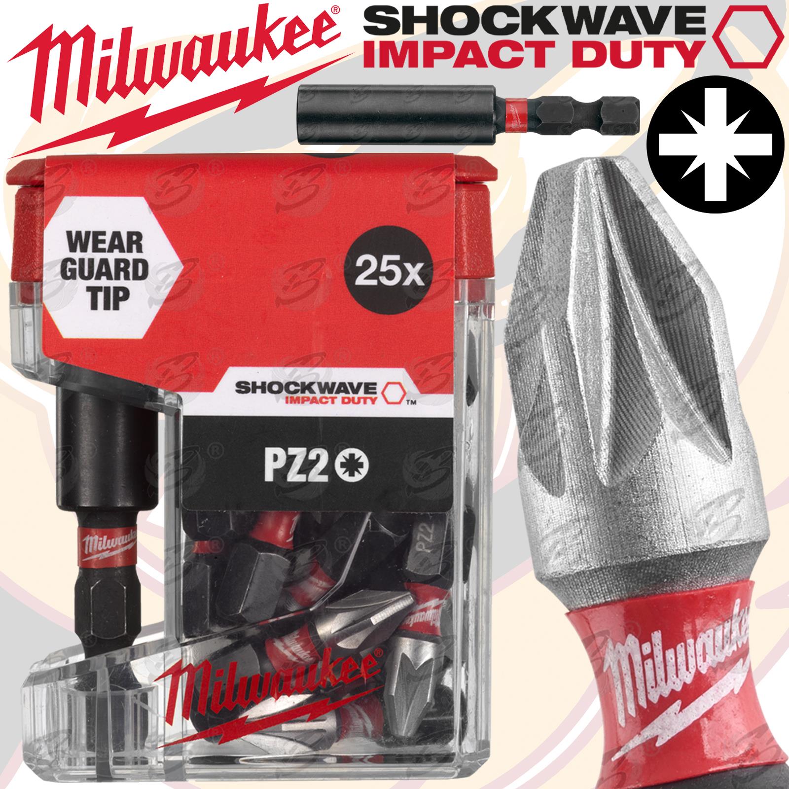 MILWAUKEE 26PCS PZ2 POZI IMPACT BITS & MAGNETIC BIT HOLDER