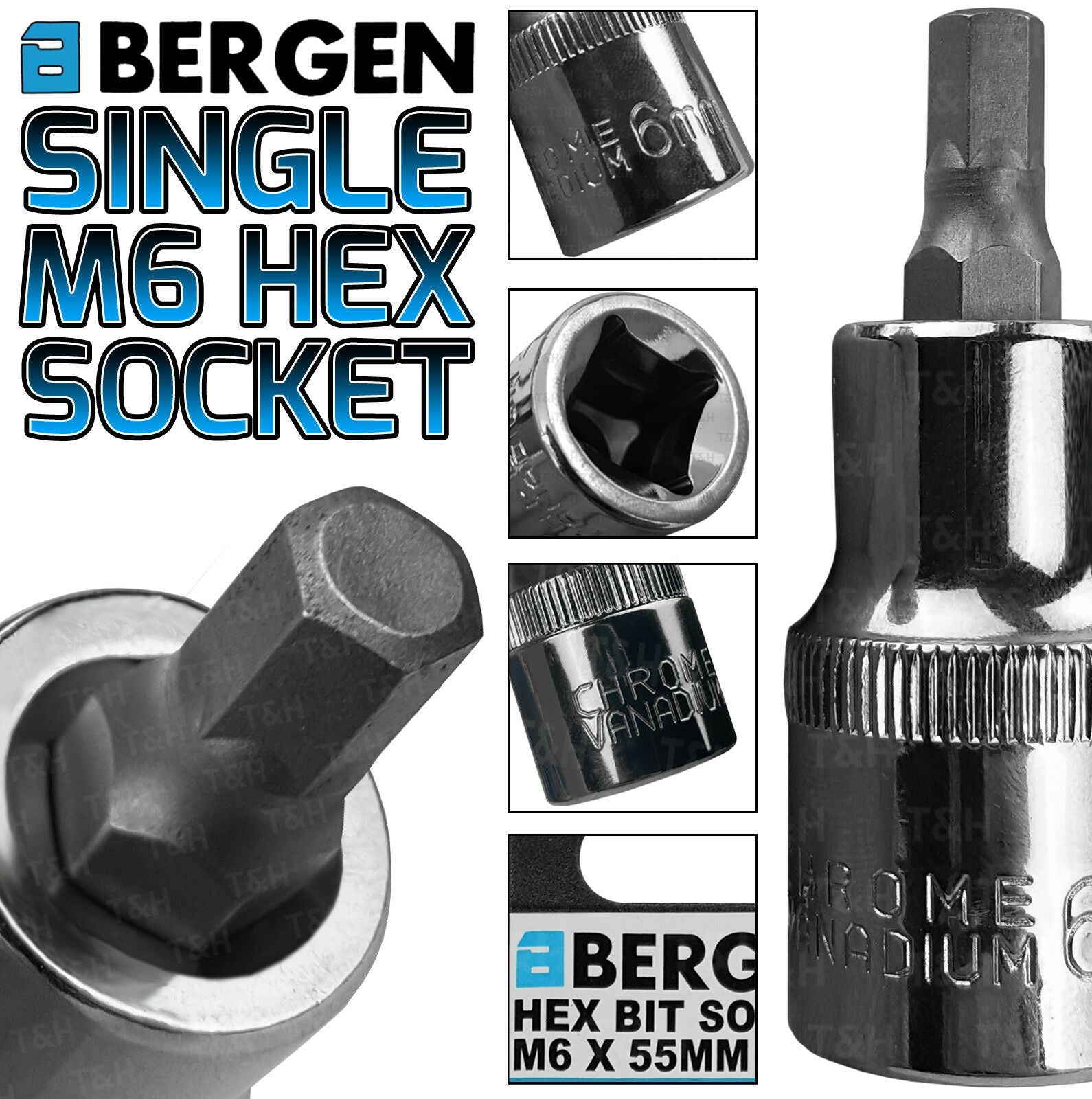 US PRO H6 1/2" DRIVE 55MM LONG HEX BIT SOCKET ( SINGLE )