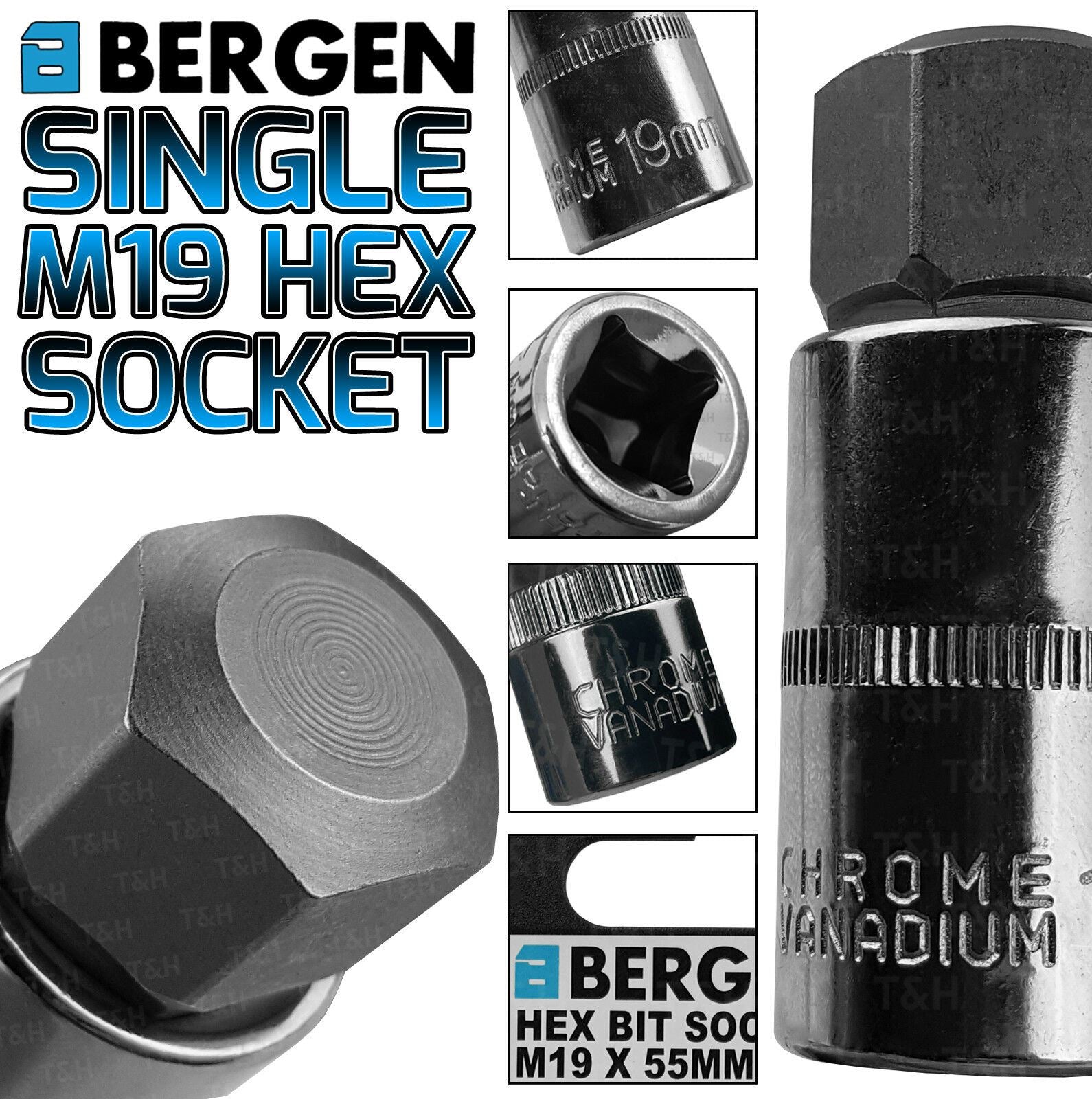 US PRO H19 1/2" DRIVE 55MM LONG HEX BIT SOCKET ( SINGLE )