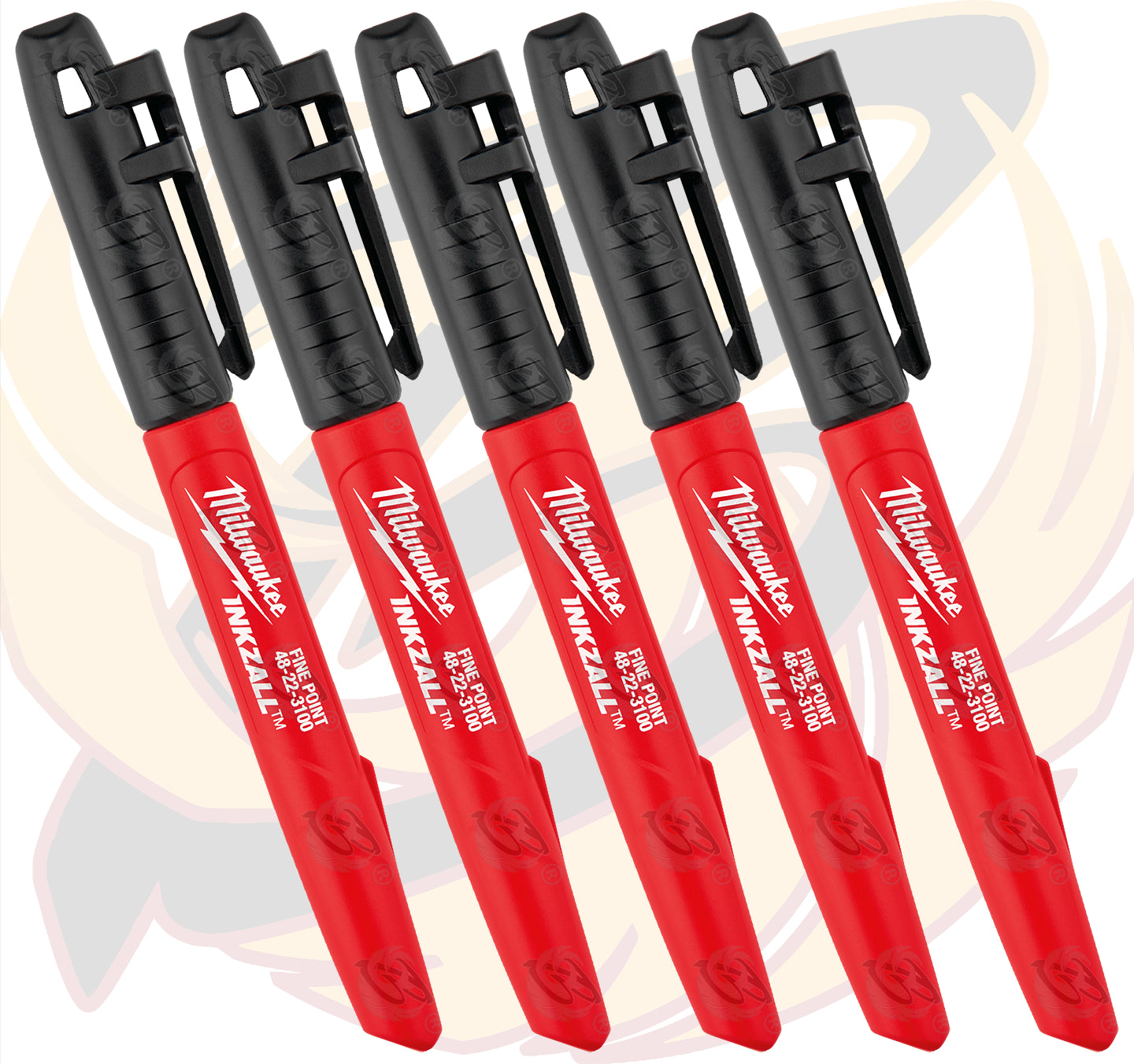 MILWAUKEE INKZALL 1mm ALL SURFACE MARKER PEN ( x5 )