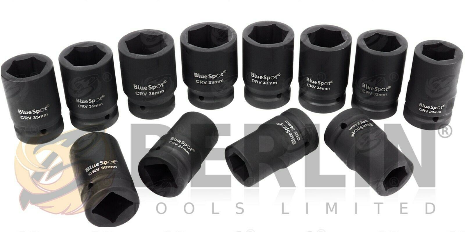 BLUESPOT 12PCS 1" DRIVE 6 POINT DEEP IMPACT SOCKETS 24MM - 41MM