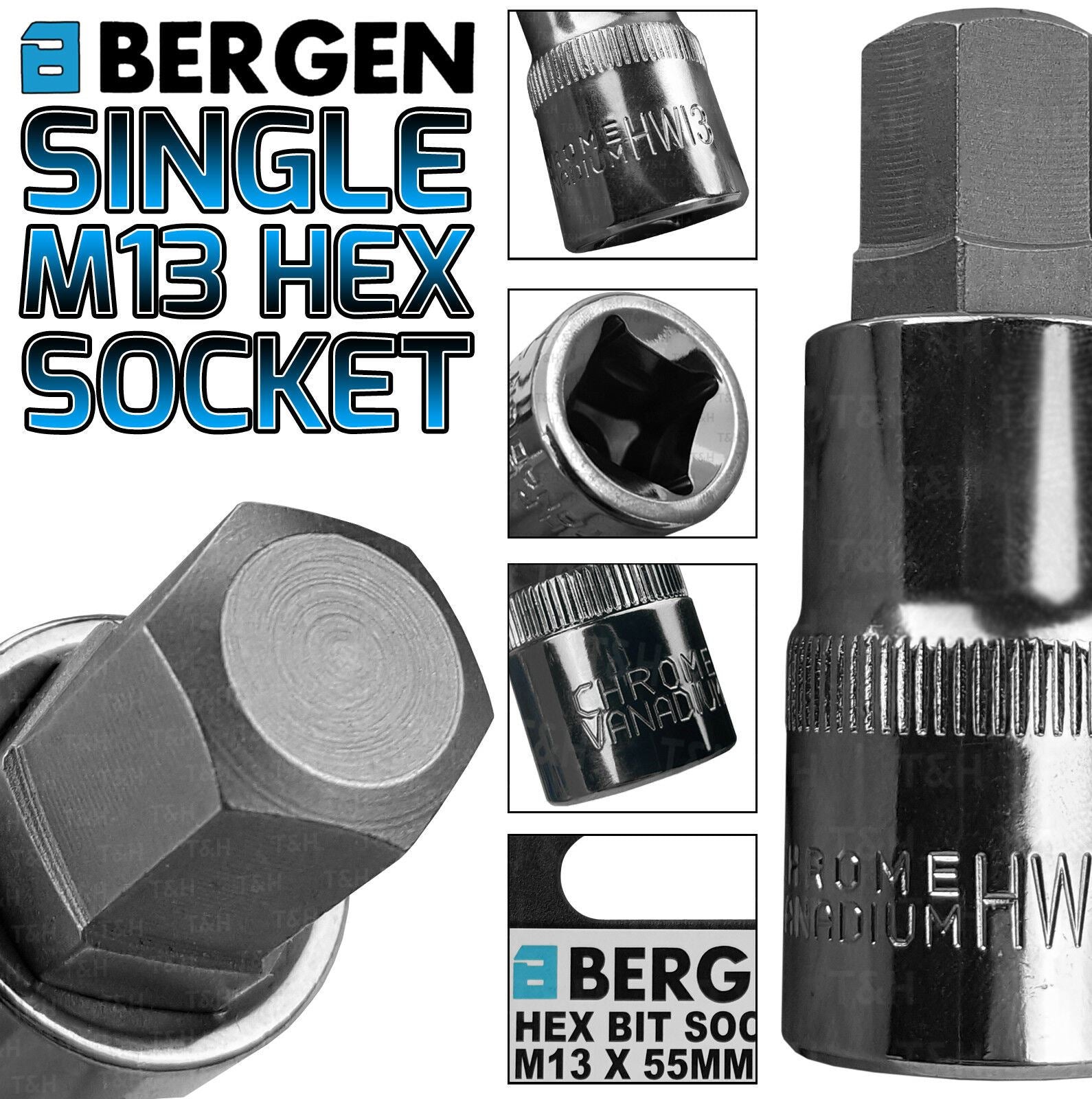 US PRO H13 1/2" DRIVE 55MM LONG HEX BIT SOCKET ( SINGLE )