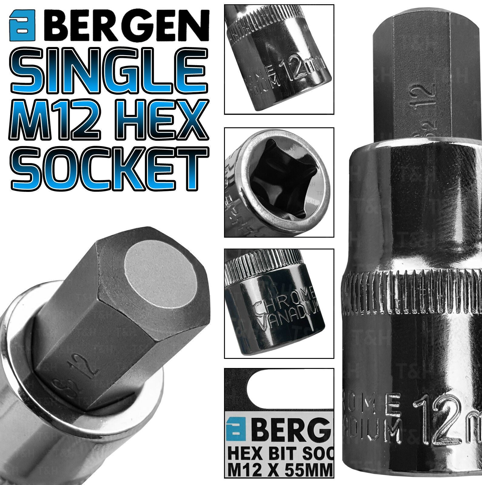 US PRO H12 1/2" DRIVE 55MM LONG HEX BIT SOCKET ( SINGLE )