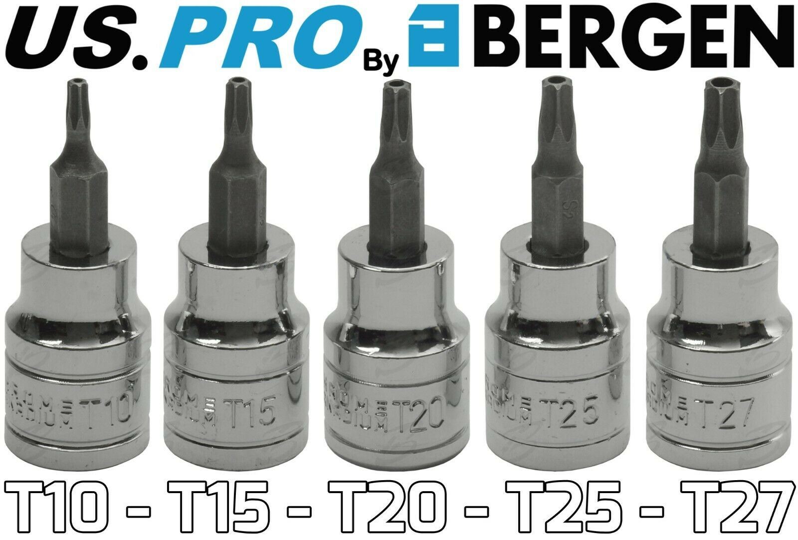 US PRO 10PCS 3/8" DRIVE TAMPERPROOF TORX BIT SOCKETS T10 - T55