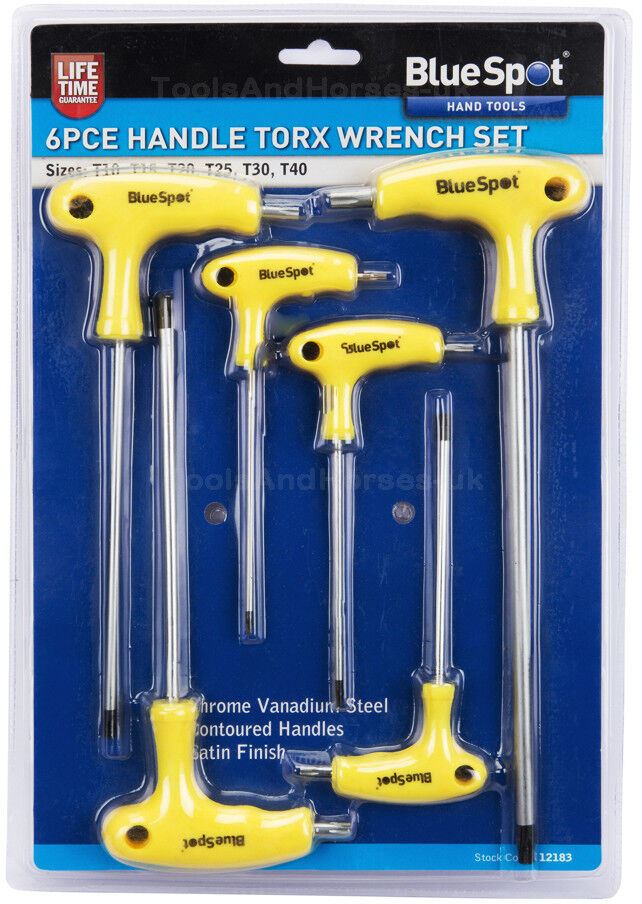 BlueSpot 6 Piece Magnetic T Handle Torx Key Set T10 - T40 12183