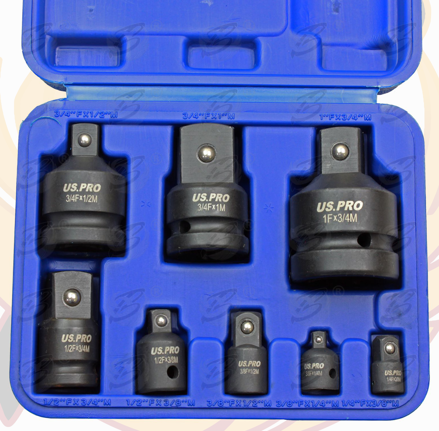 US Pro 8 Piece Impact Socket Adaptors ( 1/4" - 1" )  3477