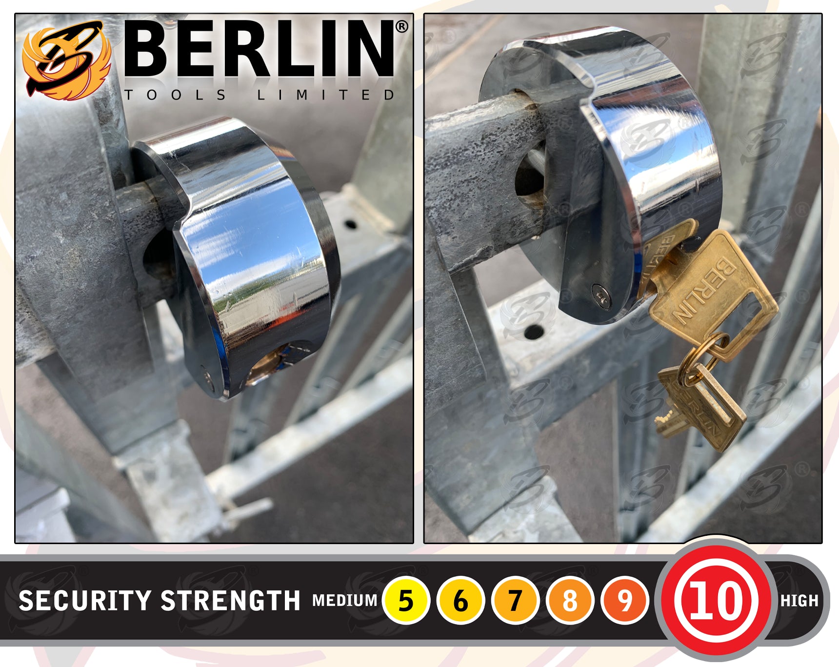 BERLIN 73MM HEAVY DUTY ROUND SHACKLELESS PADLOCK