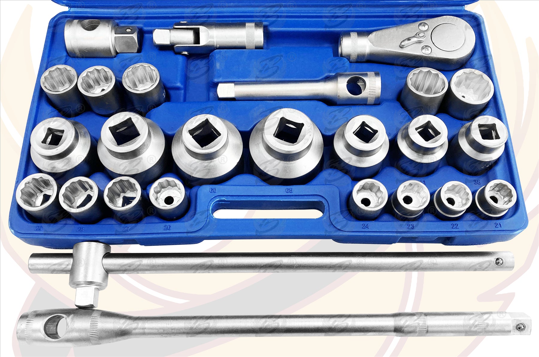 TOOLZONE 26PC 3/4" & 1" DRIVE 12 POINT SOCKET SET 21MM - 65MM