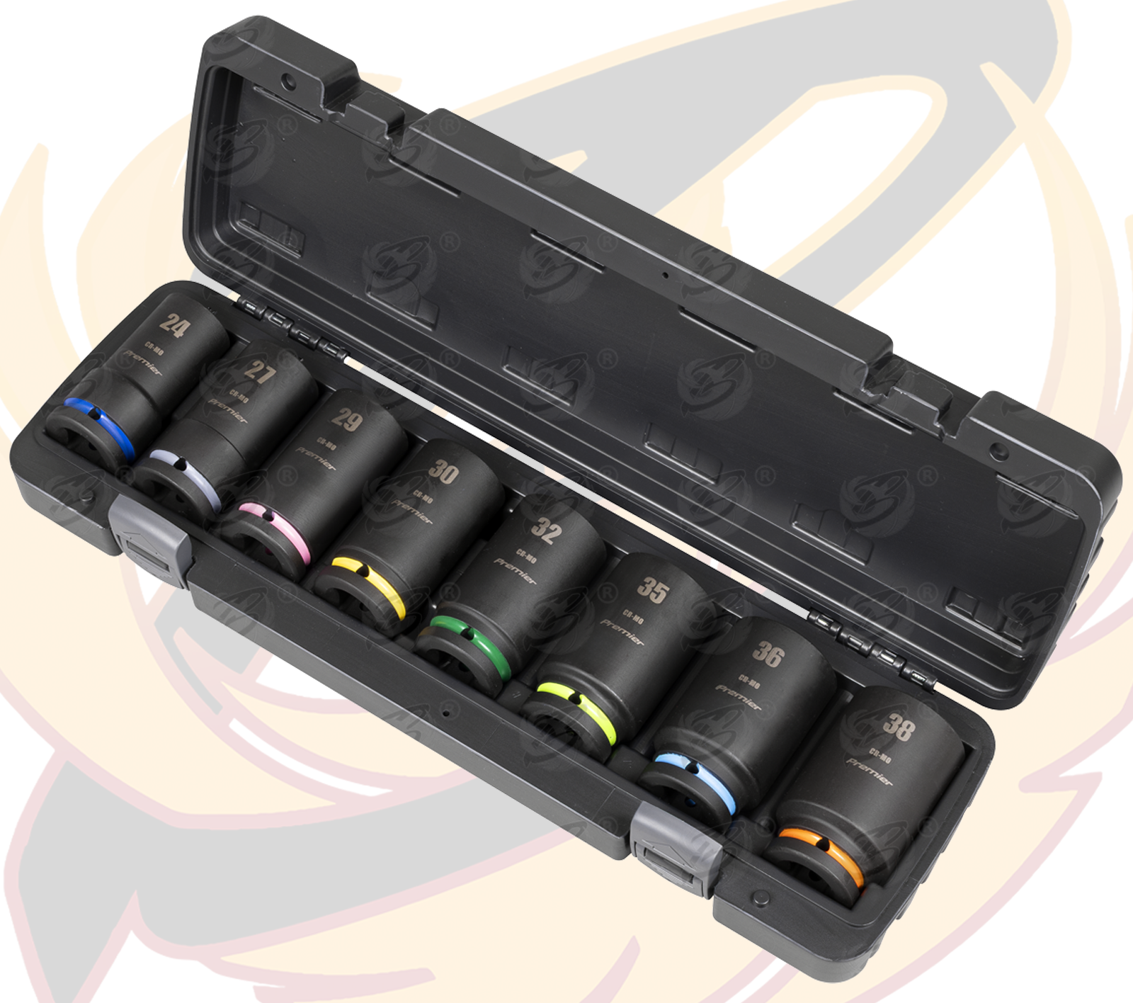 SEALEY 16PCS 3/4" DRIVE 6 POINT DEEP & SHALLOW IMPACT SOCKETS 24MM - 38MM