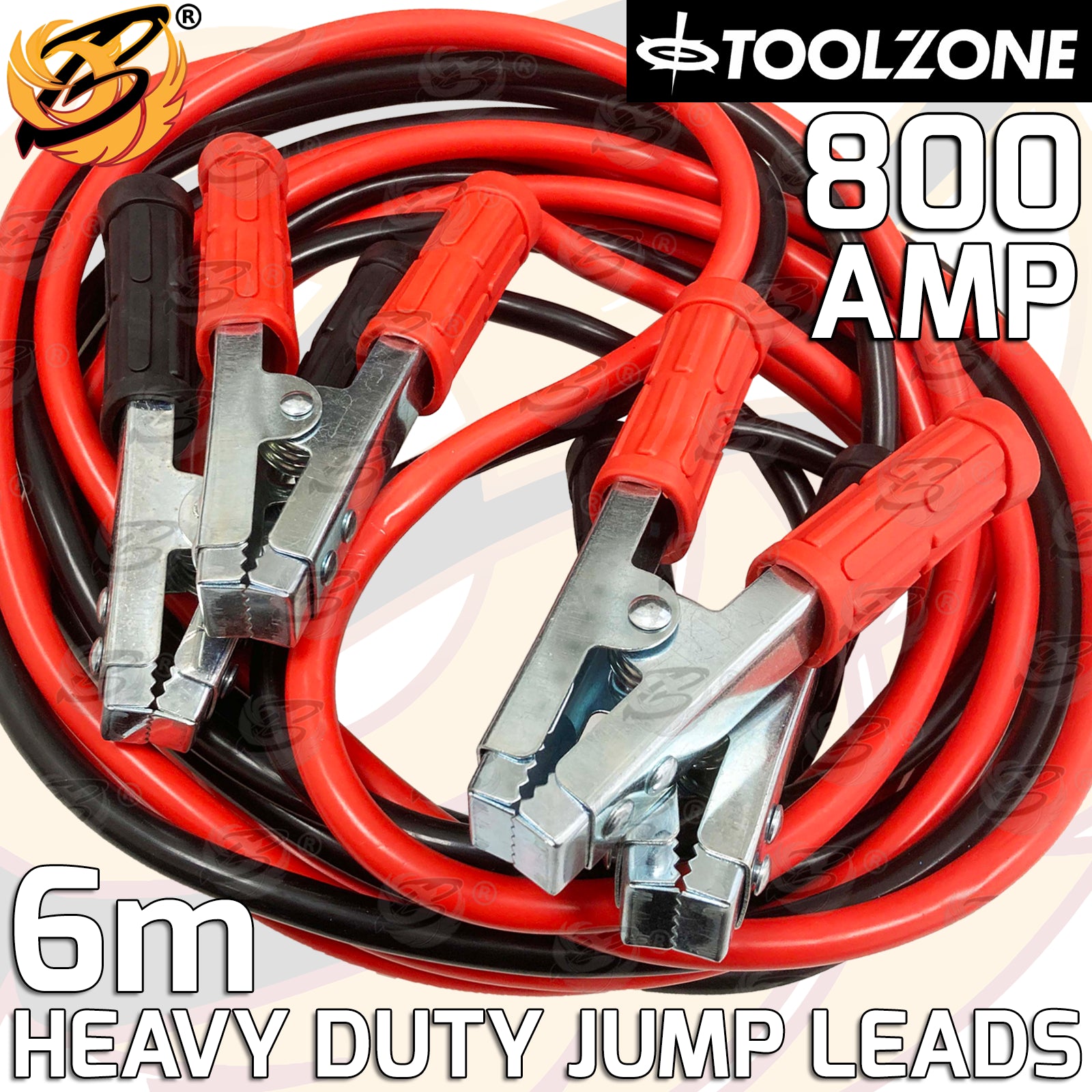 TOOLZONE 800AMP 6 METRE HEAVY DUTY JUMP LEADS