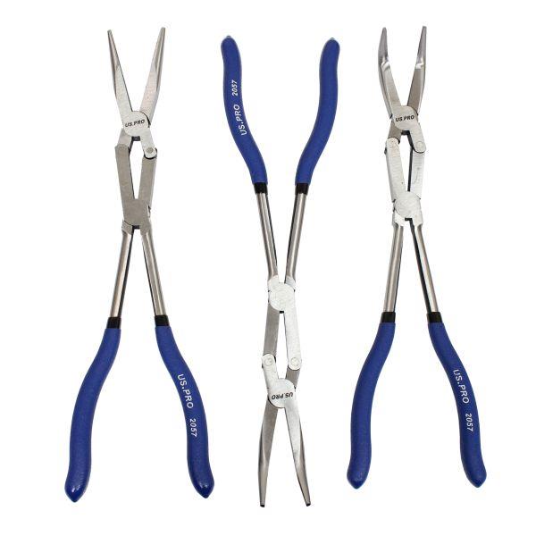 US Pro 3 Piece Double Jointed Long Nose Pliers  2057
