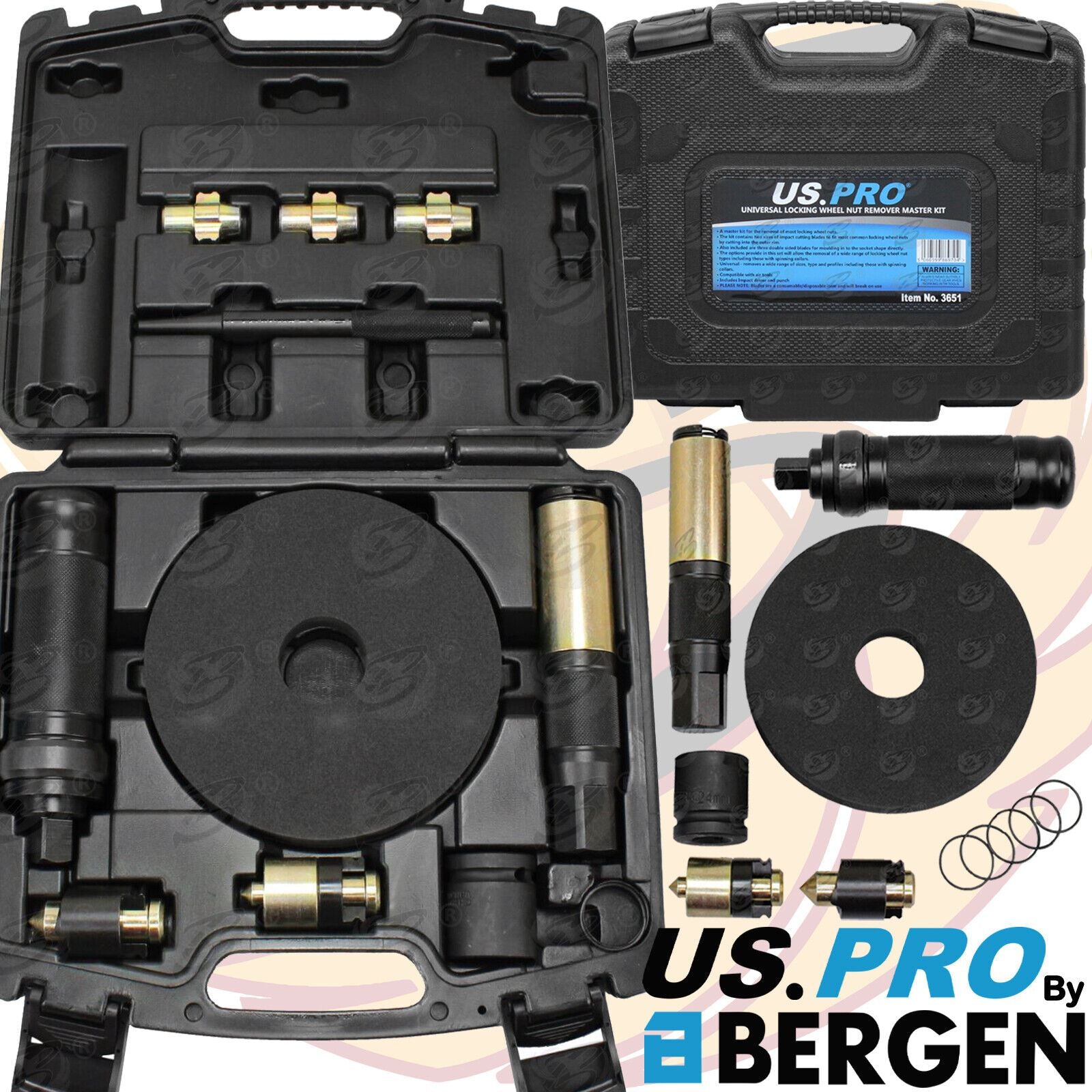 US PRO MASTER LOCKING WHEEL NUT REMOVER SET