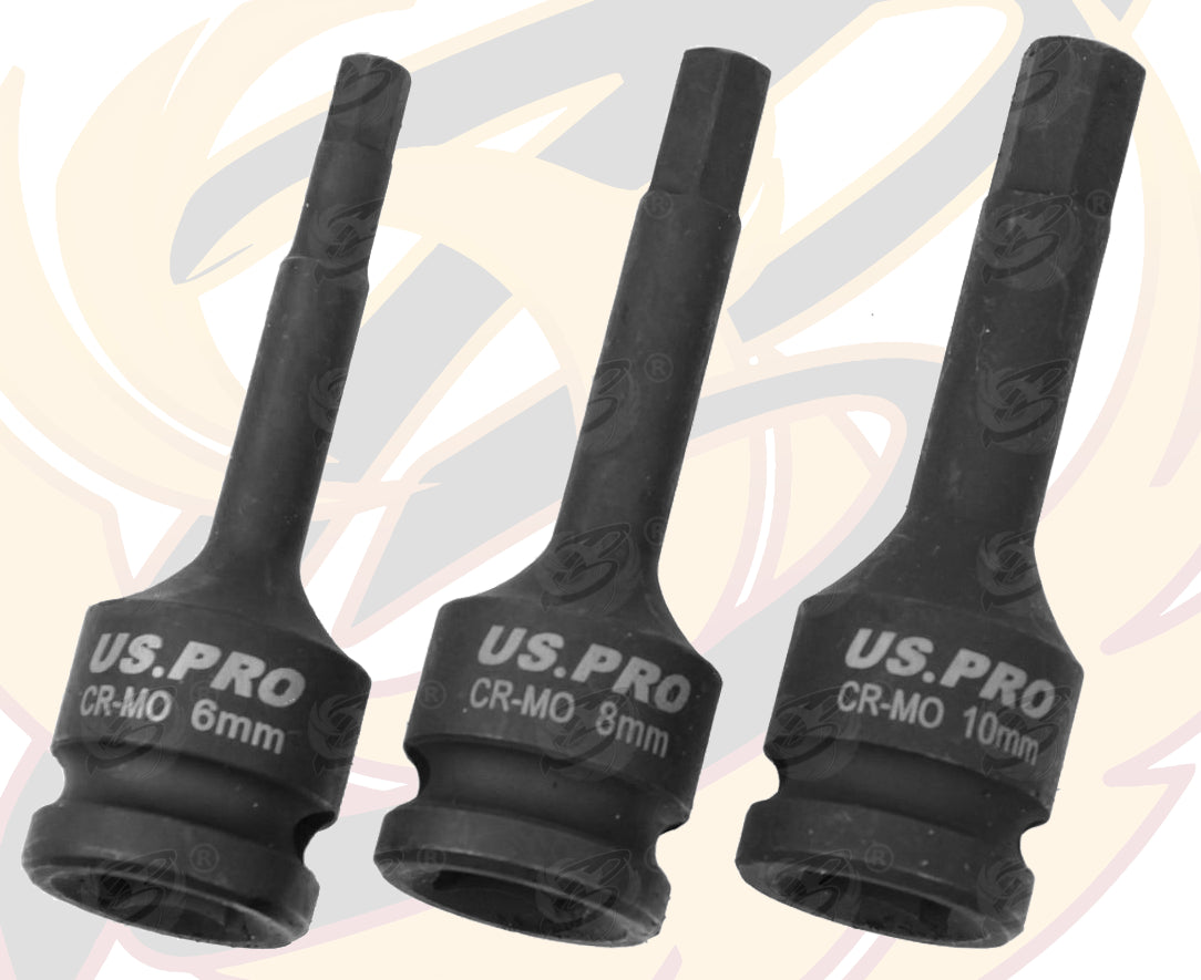 US PRO 8PCS 1/2" DRIVE IMPACT HEX BIT SOCKETS H5 - H19