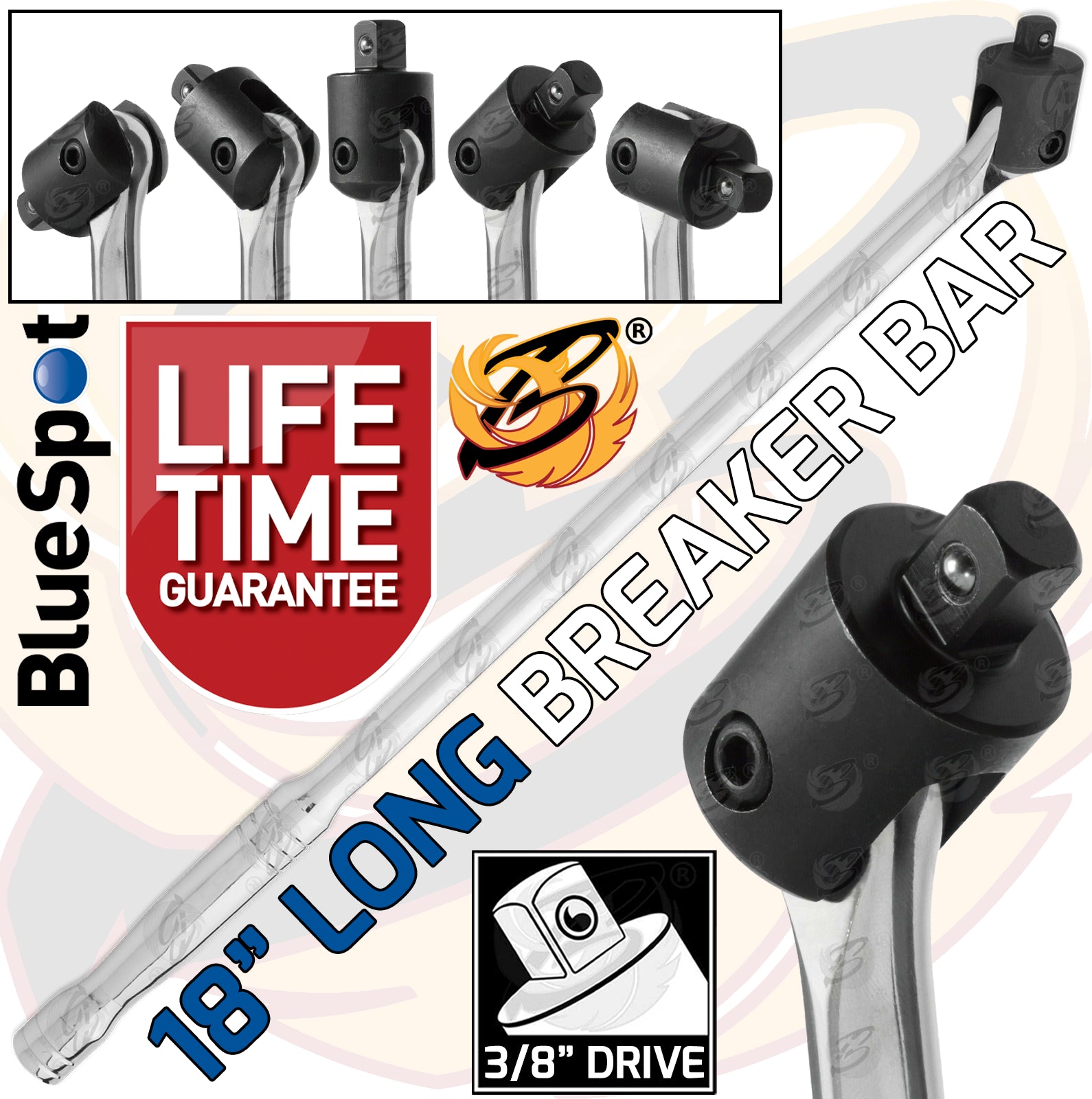 BLUESPOT 3/8" DRIVE 18" LONG BREAKER BAR