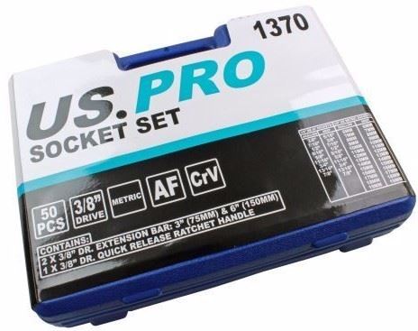 US Pro 50 Piece 3/8" Drive Metric & Af Socket Set 6mm - 19mm  1370