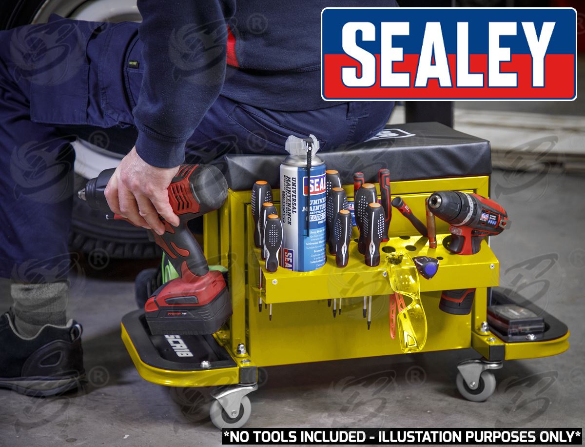 SEALEY MECHANIC STOOL / UTILTIY BOX ( YELLOW )