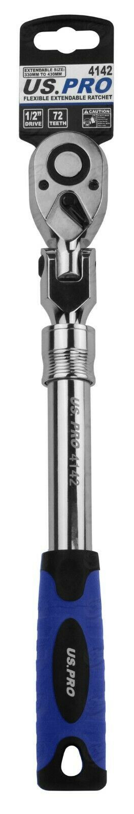 US PRO 1/2" DRIVE 72 TOOTH FLEXI HEAD EXTENDABLE RATCHET HANDLE