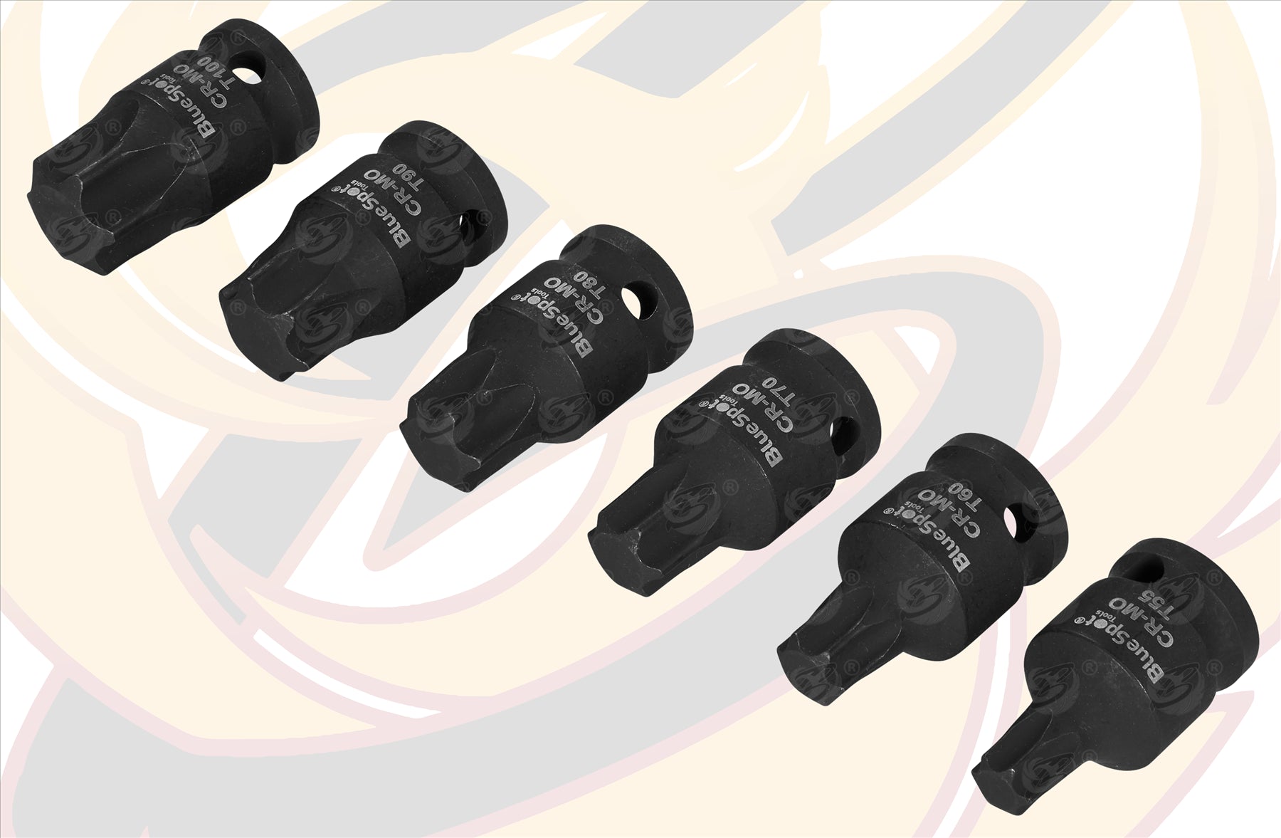 BLUESPOT 6PCS 1/2" DRIVE IMPACT TORX BIT SOCKETS T55 - T100