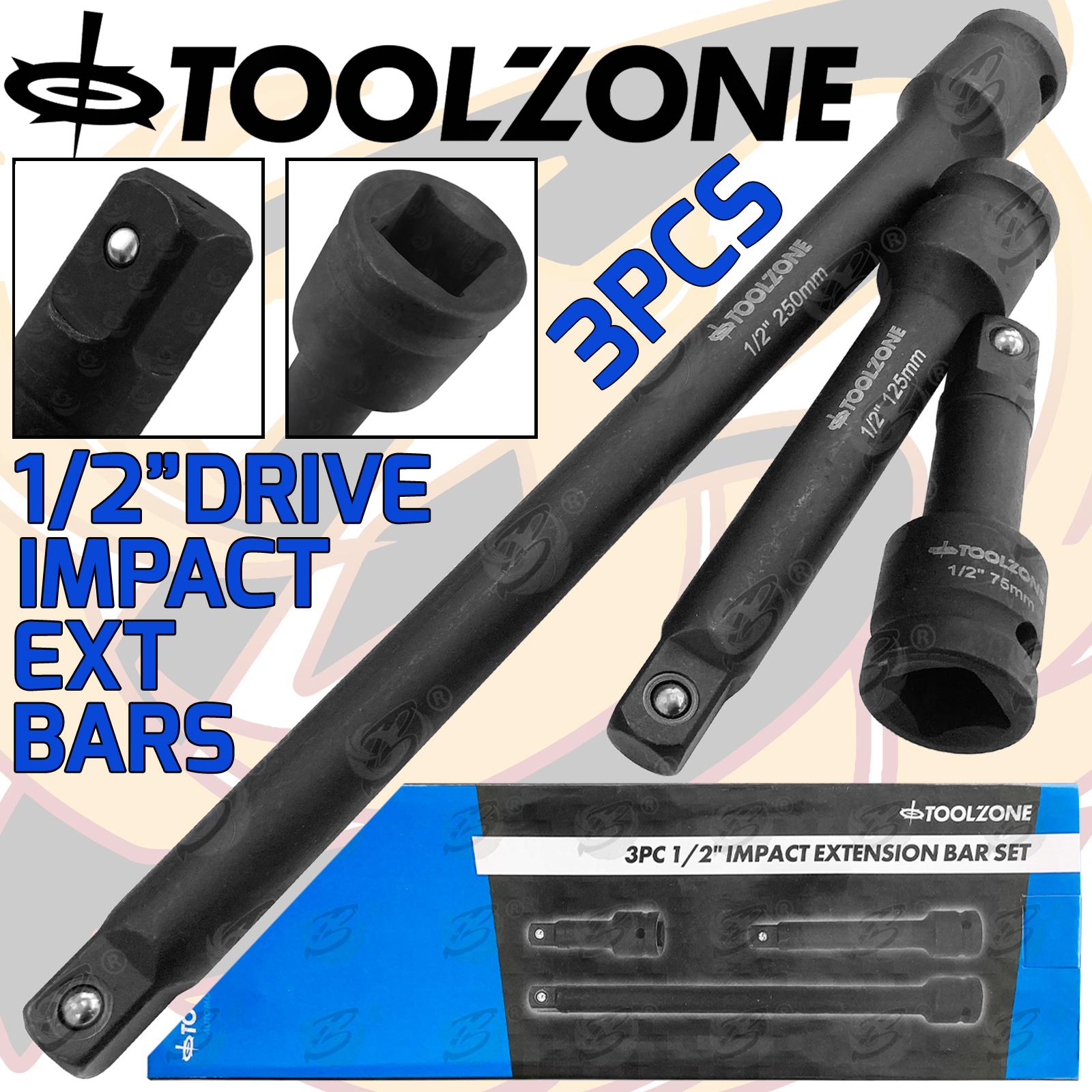 TOOLZONE 3PCS 1/2" DRIVE IMPACT EXTENSION BARS